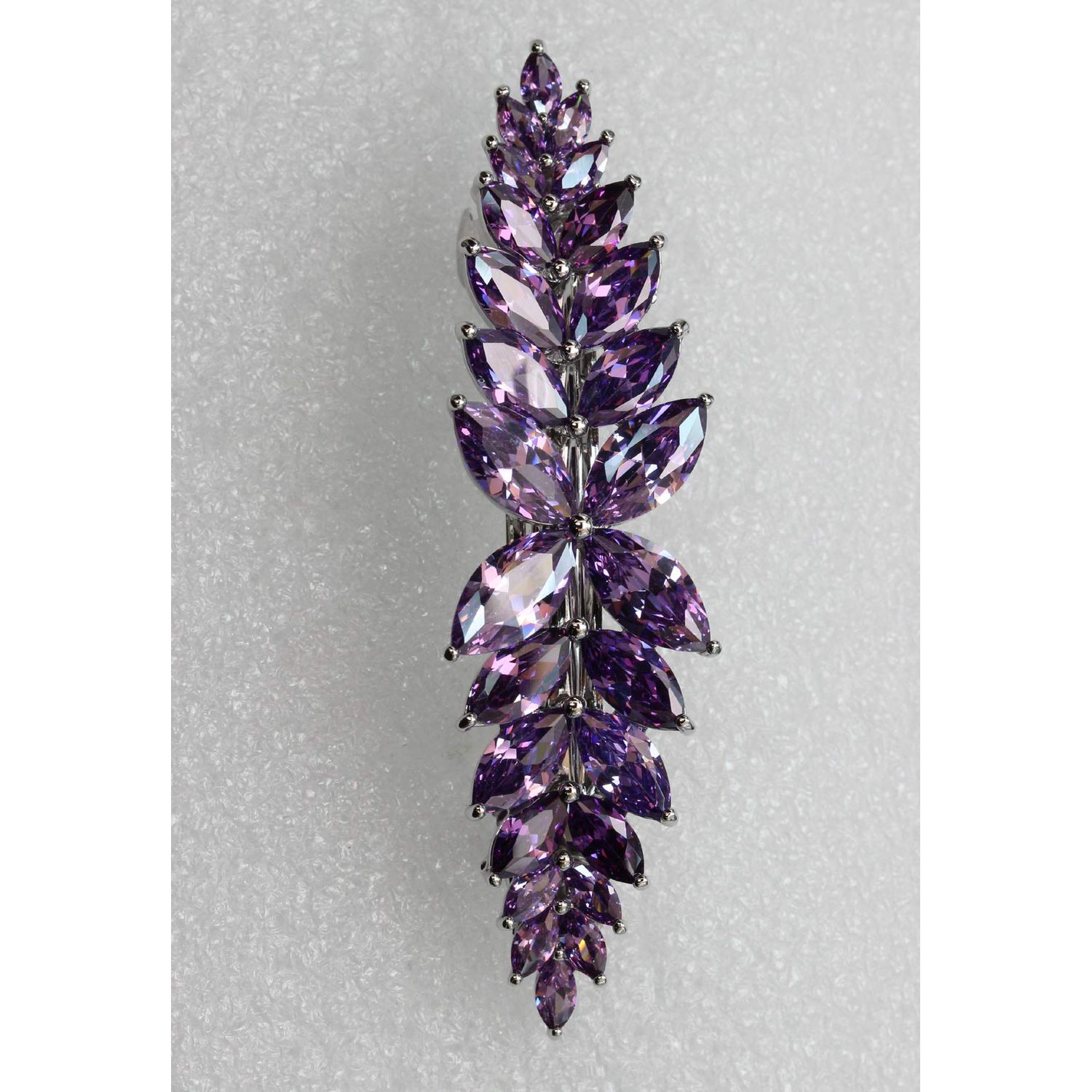Faship Gorgeous Purple CZ Crystal floral Hair Barrette