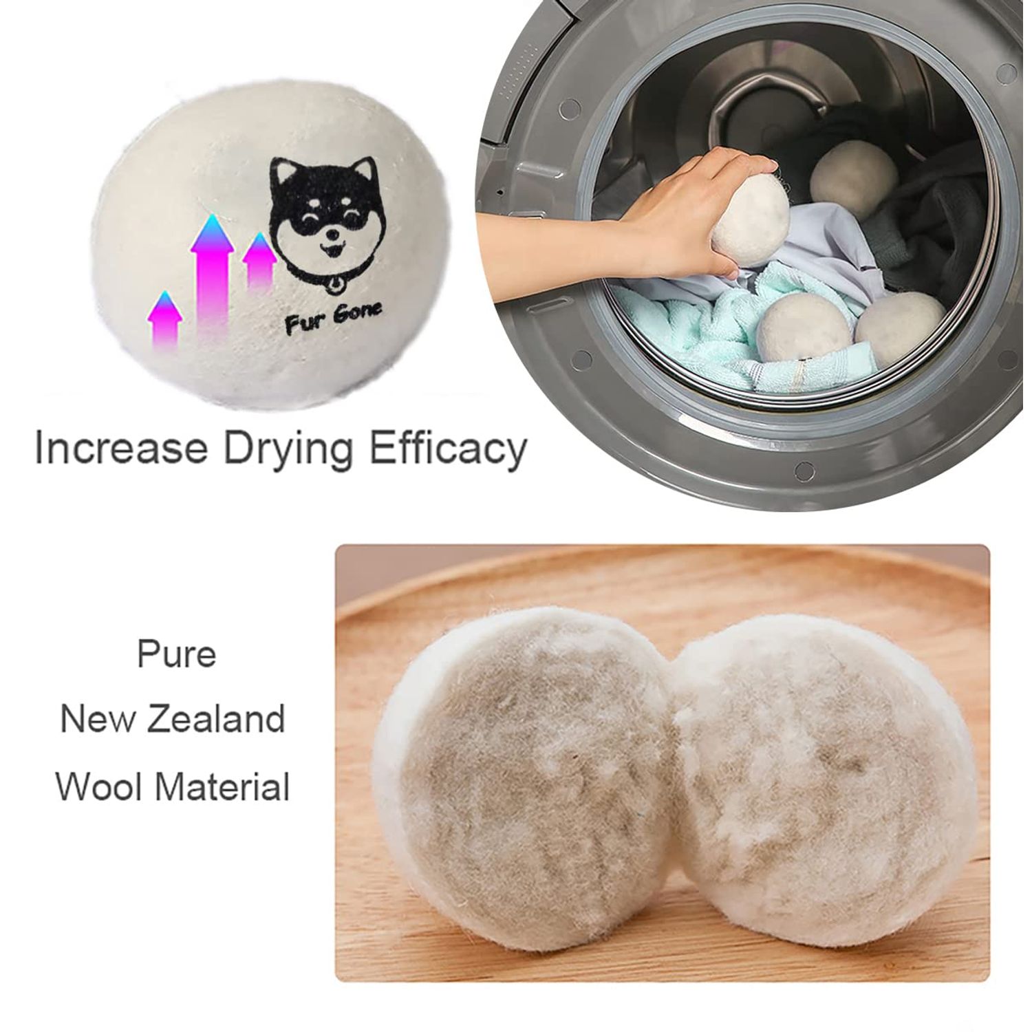 Bienstylife Wool Dryer Balls for Pet Hair Remover Organic Reusable Laundry Dryer Balls Pre-Wash Lint Remover for Dog/Cat Pet Hair Shaver for Laundry Hair Catcher for Washing Machine