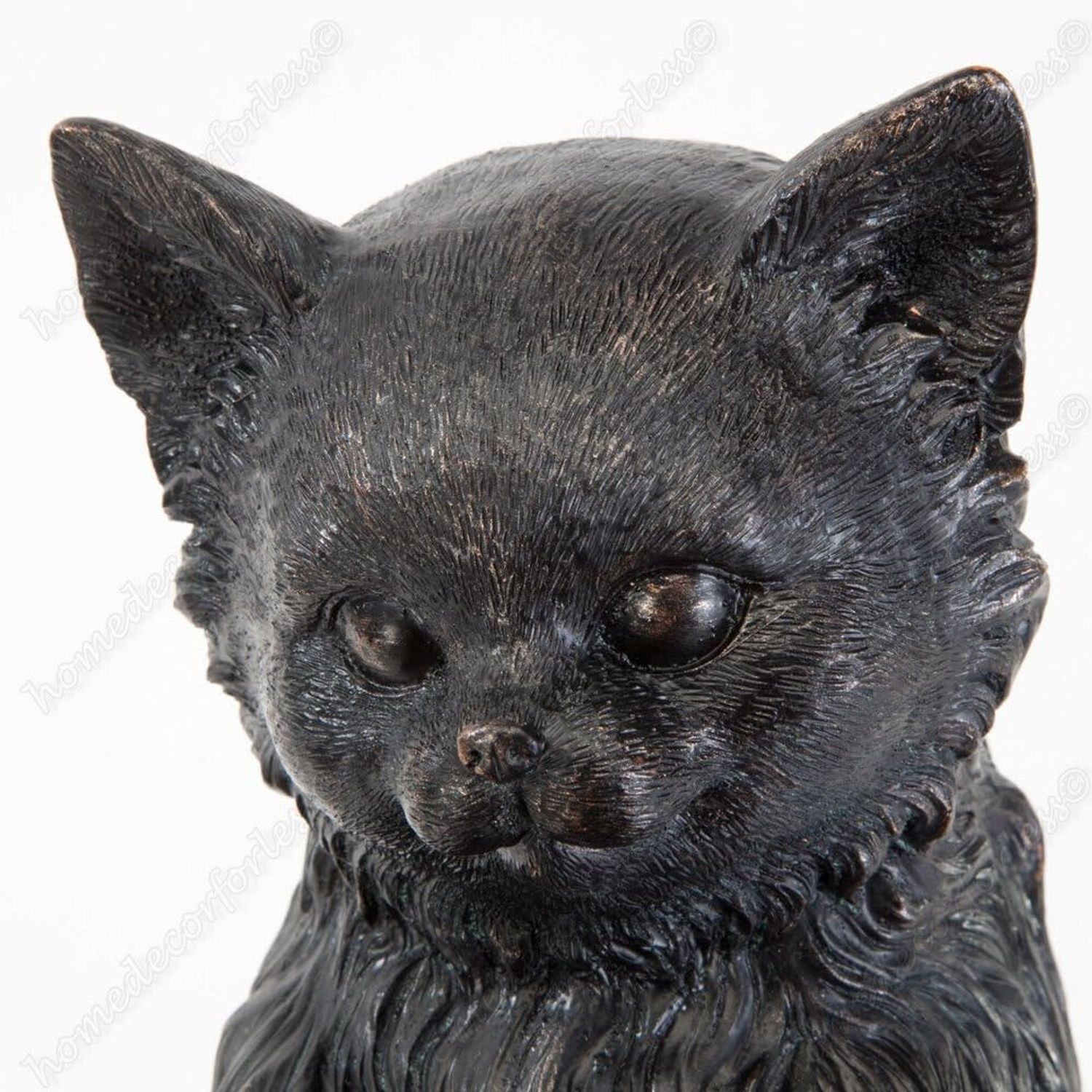 Realistic Cat Perched on Tree Stump w Inquisitive Mouse Garden Sculpture Statue