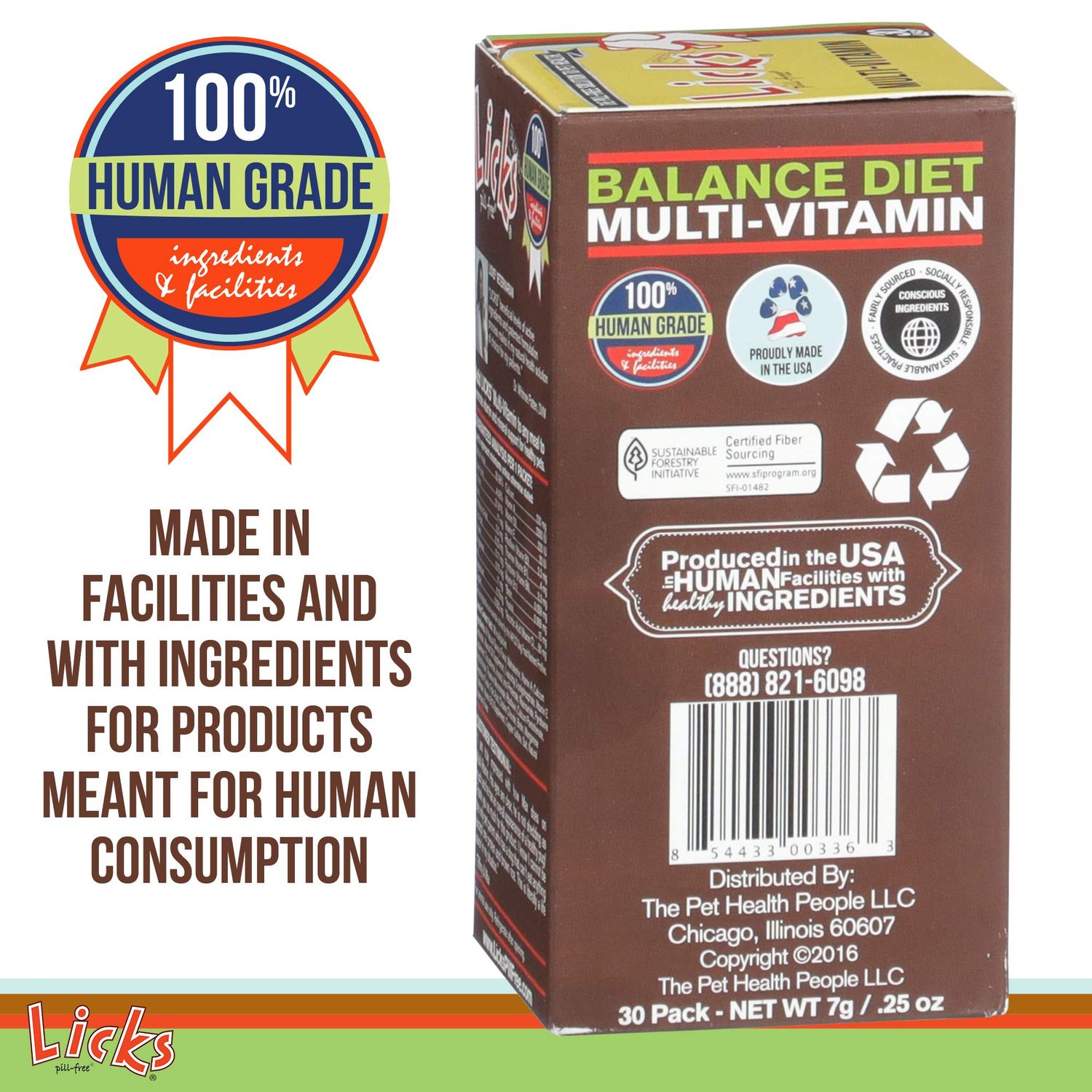Licks Pill-Free Dog Multivitamin - Dog Supplement with Vitamin C, D, and Calcium - Multivitamin Pet Supplies - Gel Packets - 30 Use