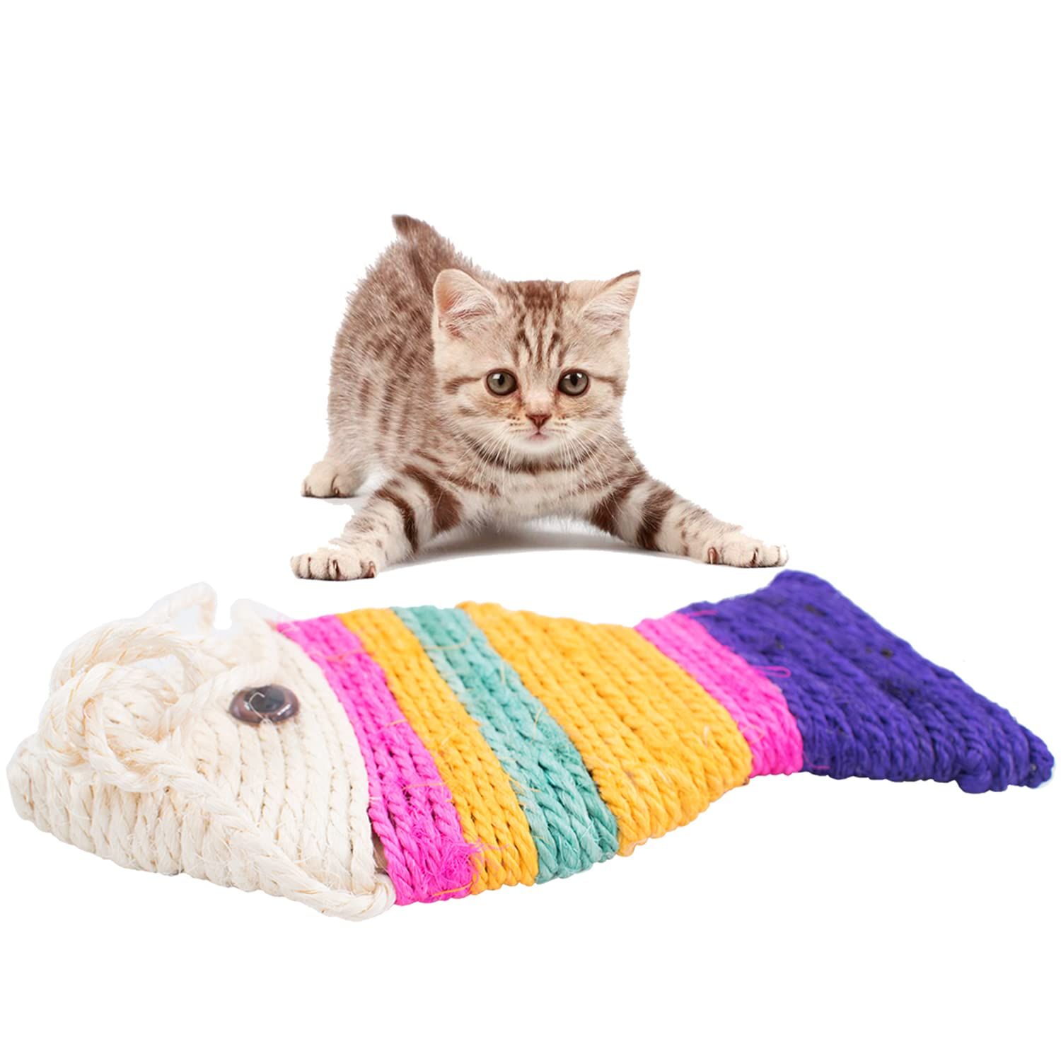 Fish Shape Sisal Cats Scratcher Cat Scratch Board Scratching Pad Colorful Play Funny Interactive Pet Toy for Kitty's Health and Good Behavior