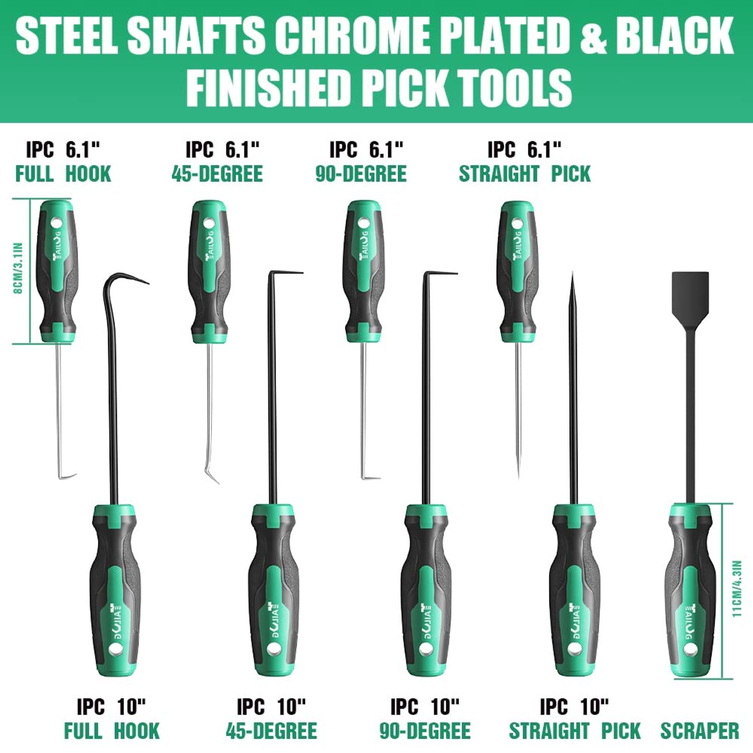 TAILUG 10 In 1 Heavy Duty Hook and Pick Set,9Pcs Precision Scraper Gasket Scraping Hose Removal Puller Hook,Car Auto Oil Seal/O-Ring Seal Gasket Pick Hook Puller Remover, Electronics Hand Tool Set
