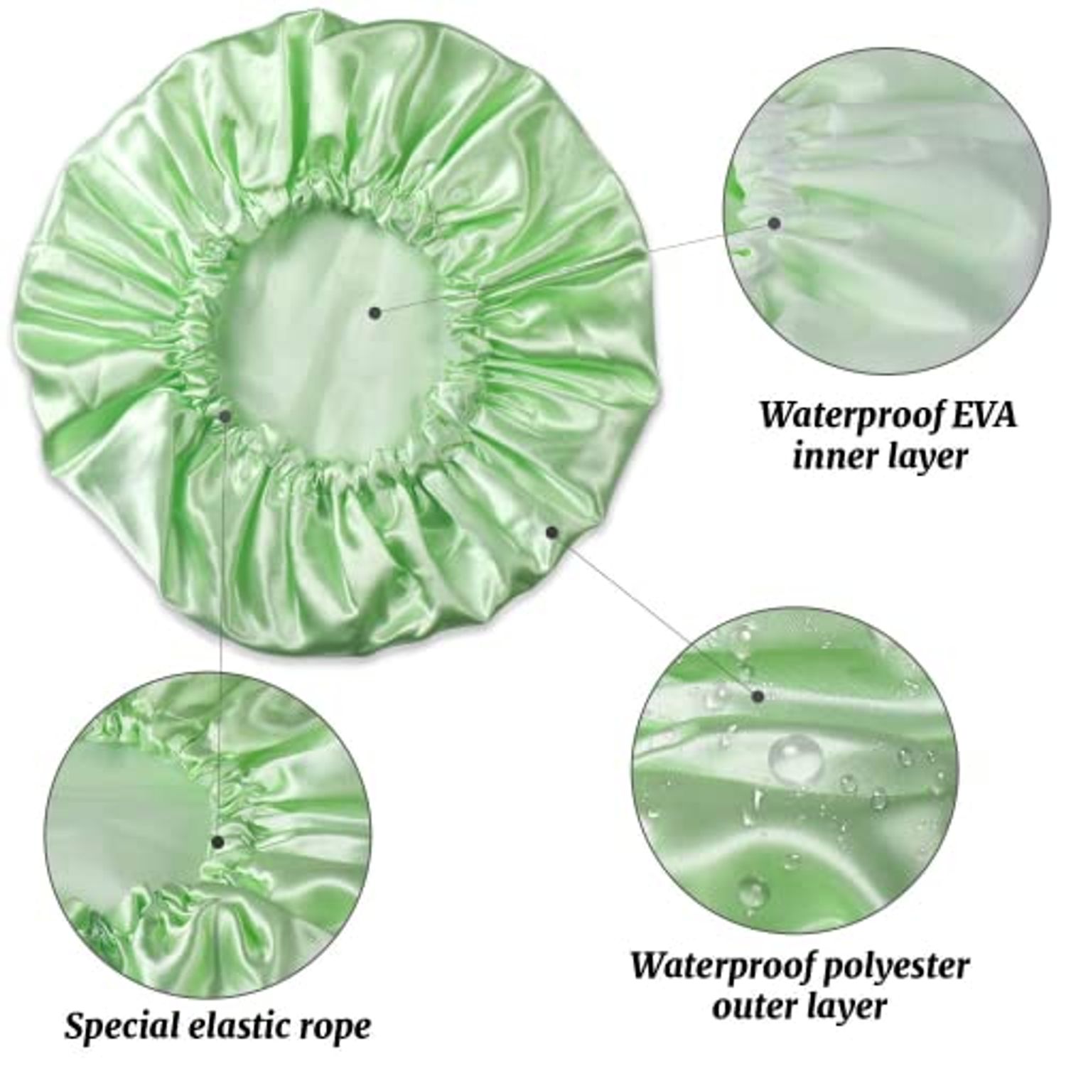 SMILCO Shower Cap, 4 Pack Shower Caps for Women, Double Waterproof Layers Shower Cap, Reusable EVA Hair Caps for Women Hair Protection