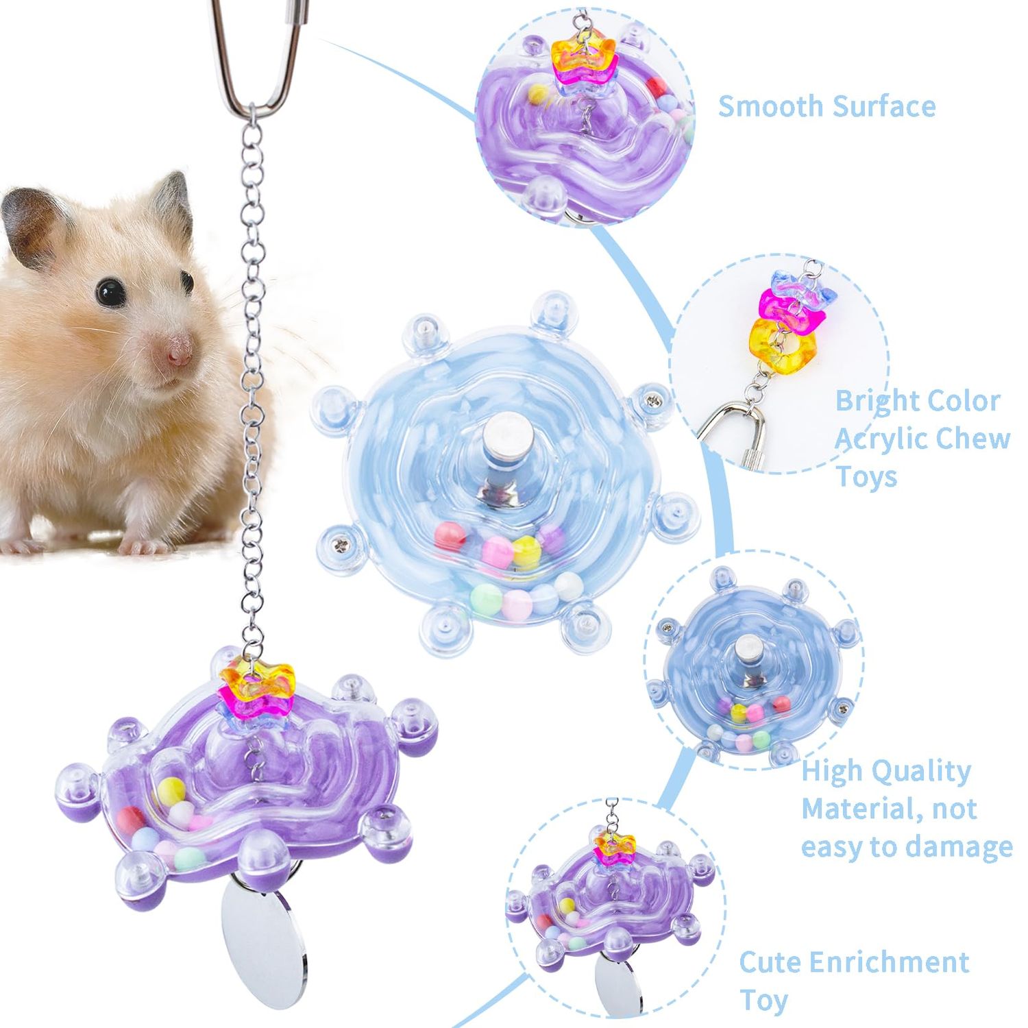 FlidRunest Hamster Enrichment Toys, Interactive Rat Spinner Wheel Toys, Colorful Hamster Toys Wheel, Hamster Cage Accessories, Small Animals Exercise Enrichment Toys for Bird, Parrot, Hamster, Rats