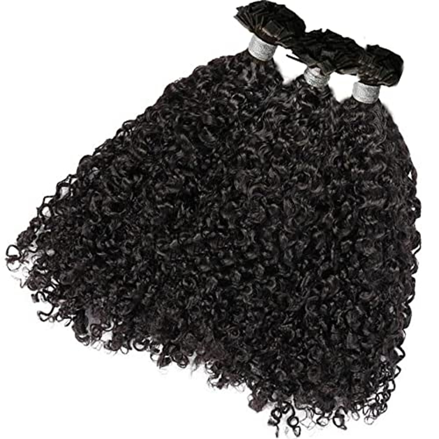RJ HAIR Curly Flat Tip Extensions Black Brown Human Hair U Tip Hair Extensions Pre Bonded Flat Tip Hair Extensions Balayage Keratin Flat Tip Remy Hair 100g (18inch 100 Strand, Natural Color)