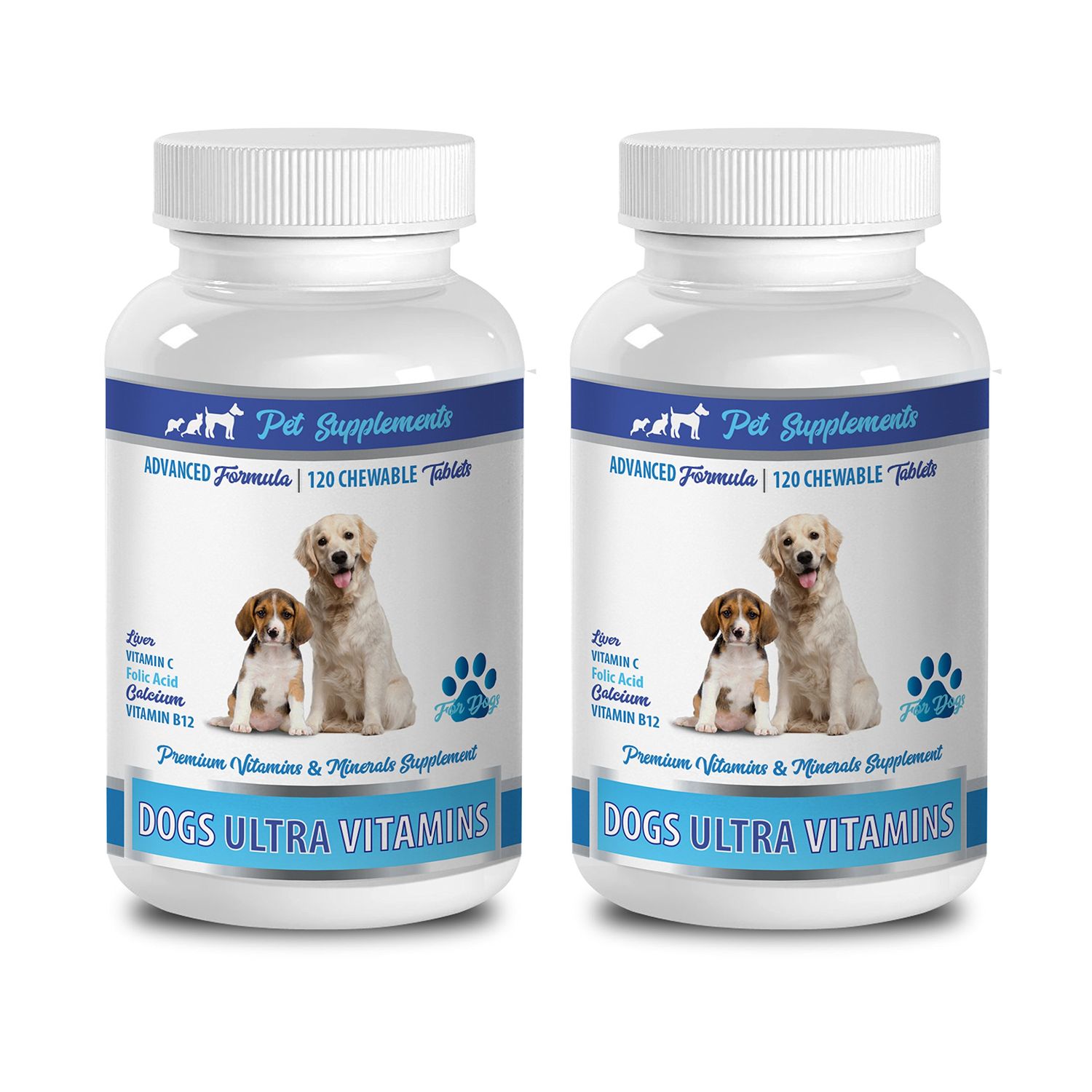 Dog Immune System Supplements - Ultra Vitamins for Dogs - Chews - Powerful Formula - Mineral Complex - Dog Vitamin e Supplement - 180 Treats (2 Bottles)