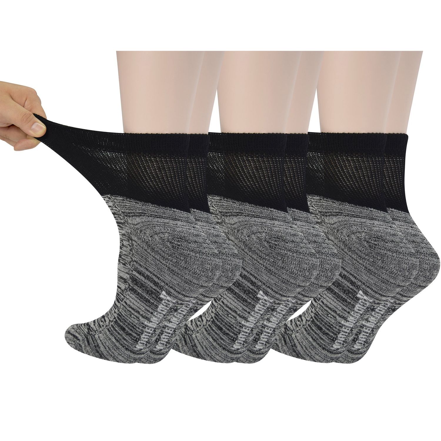 Yomandamor Women's 6 Pairs Diabetic Ankle Socks with Non-Binding Top And Cushion Sole,L Size(Socks Size:9-11)