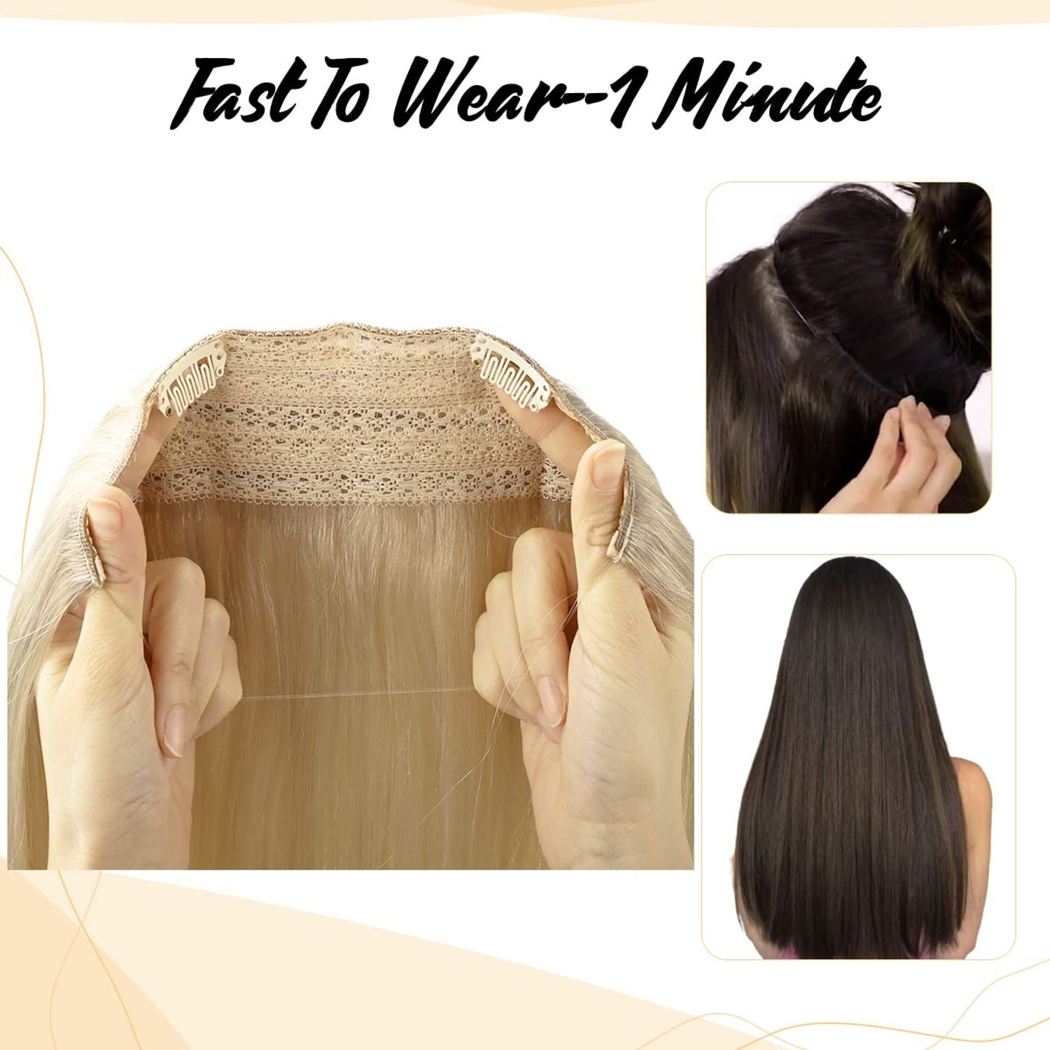 TIVBOES Wire Hair Extensions 18 inch 95g Ash Blonde to Golden Blonde and Platinum Blonde Straight Remy Hair Extensions with Invisible Fish Wire Hair Extensions Real Human Hair
