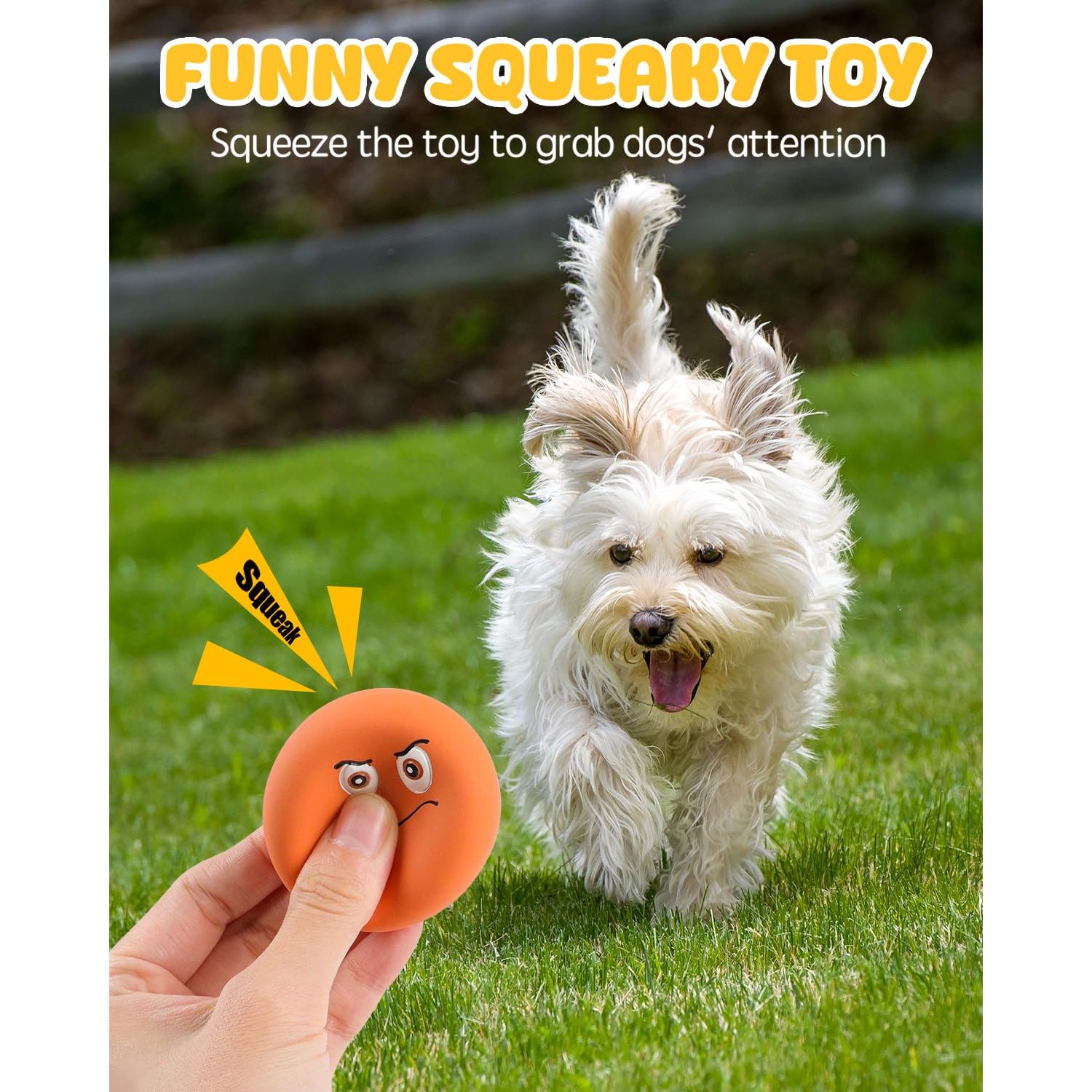 SCHITEC Squeaky Dog Toys, Funny Interactive Puppy Ball Toy, [6 Pack] Latex Rubber Squeak Pet Balls for Puppies Small Breed Dogs