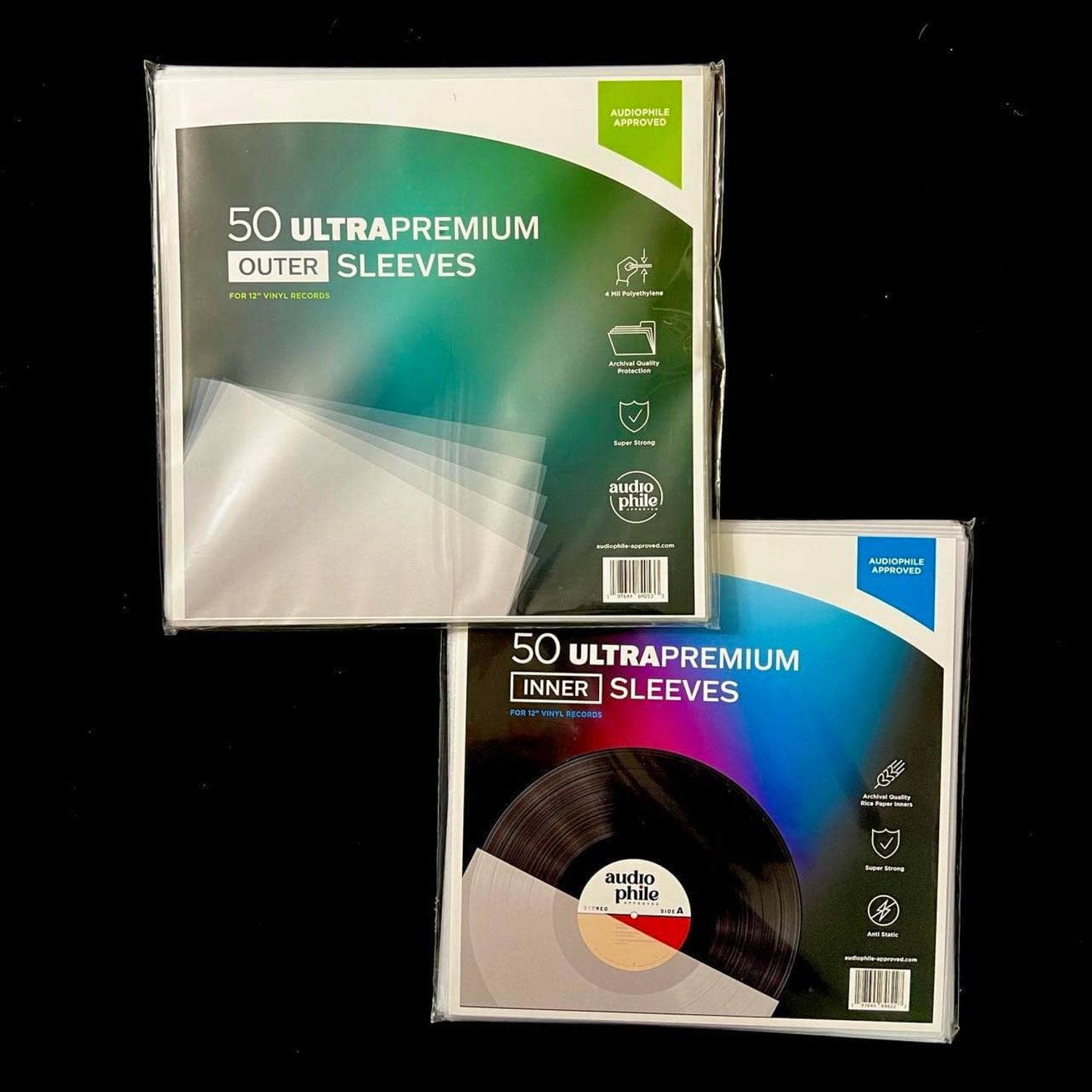 Vinyl Record Inner Sleeves - Audiophile Approved - Ultra Premium Rice Paper Inner Sleeves - 50 Pack for 12” Records, with Anti-Static Plastic - Super Soft Archival Quality