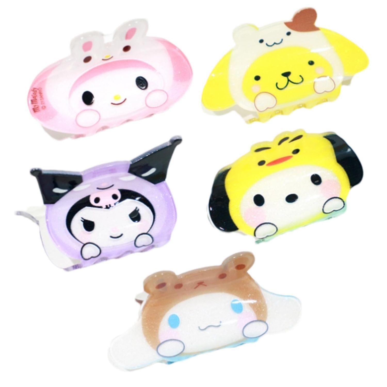 Hair Claw Clips Set of 5 Cute Cartoon Ponytails Updos Hair Styling Accessories Strong Hold for Women Girls