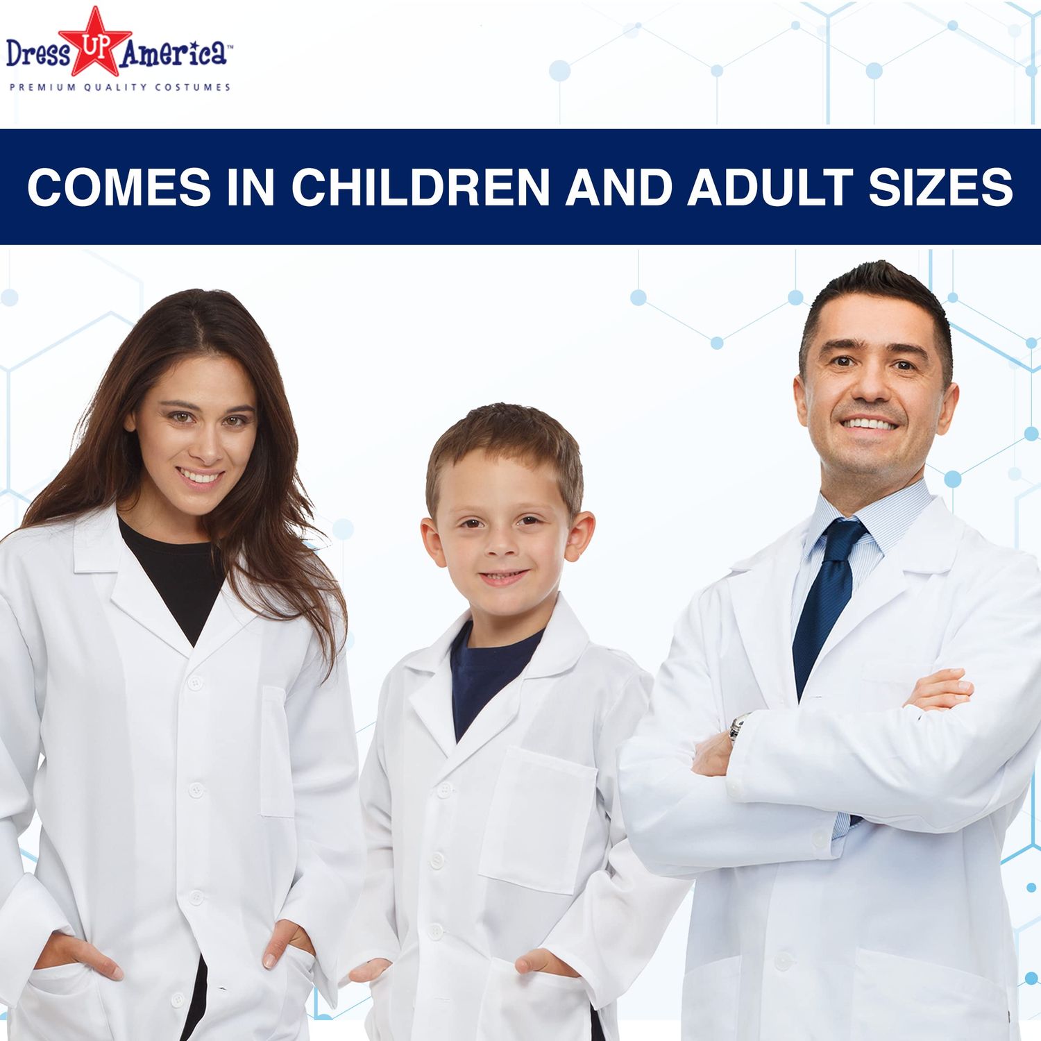 Dress Up America Lab Coat for Kids - Doctor's White Lab Coat Costume for Girls and Boys - 3/4 Length Lightweight Lab Coat (Toddler 2)
