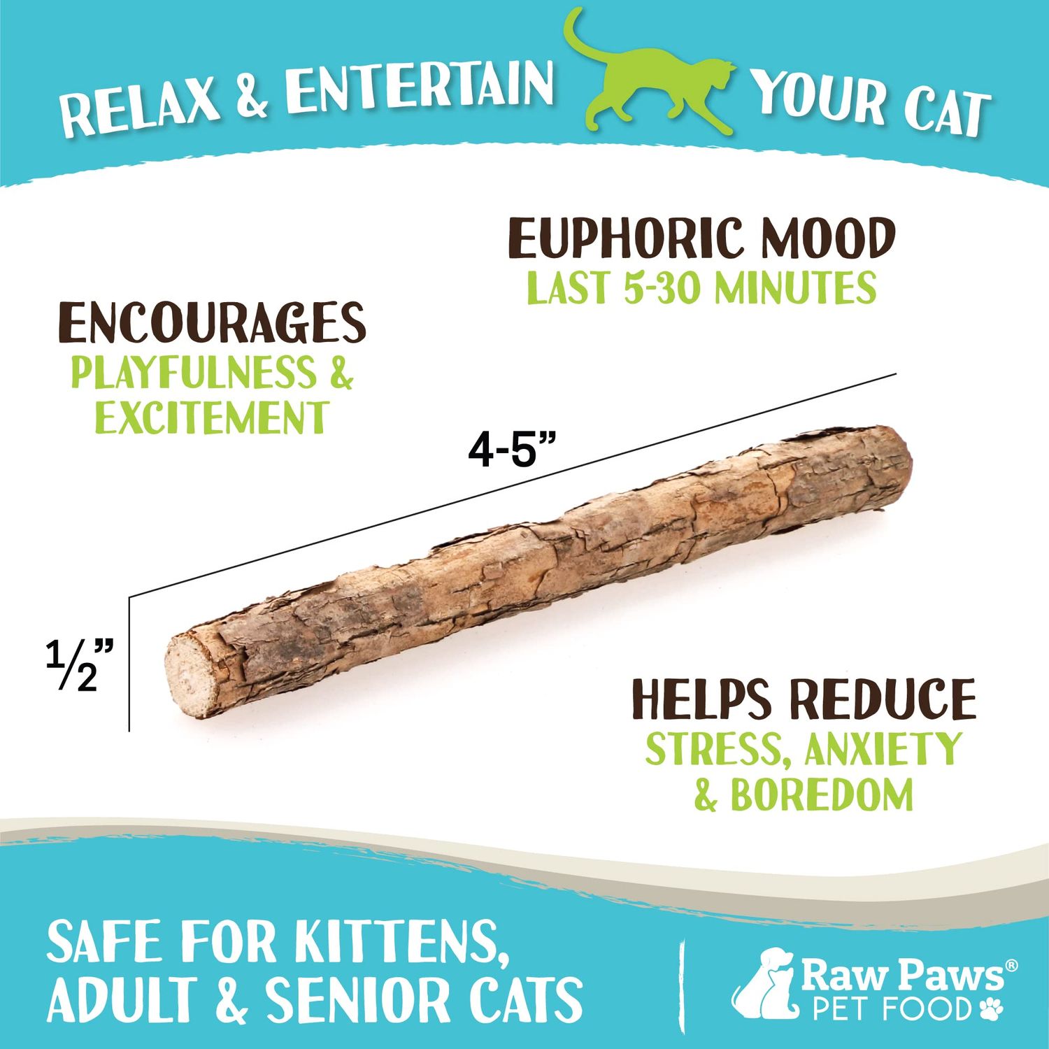 Raw Paws Silvervine Sticks, 30 ct - Silvervine Cat Toys for Indoor Cats - Catnip Sticks - Matatabi Cat Chew Stick - Silvervine for Cats, Silver Vine Sticks Cat Kicker Toy, Cat Toy Silvervine
