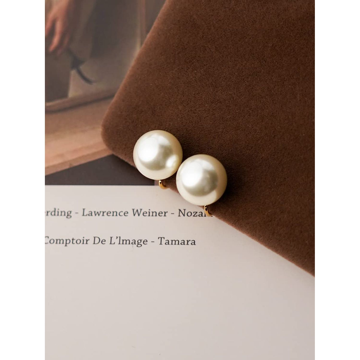 White Pearl Clip on Earrings for Women 12MM Simple Pearl Clip Stud Earrings Faux Earrings