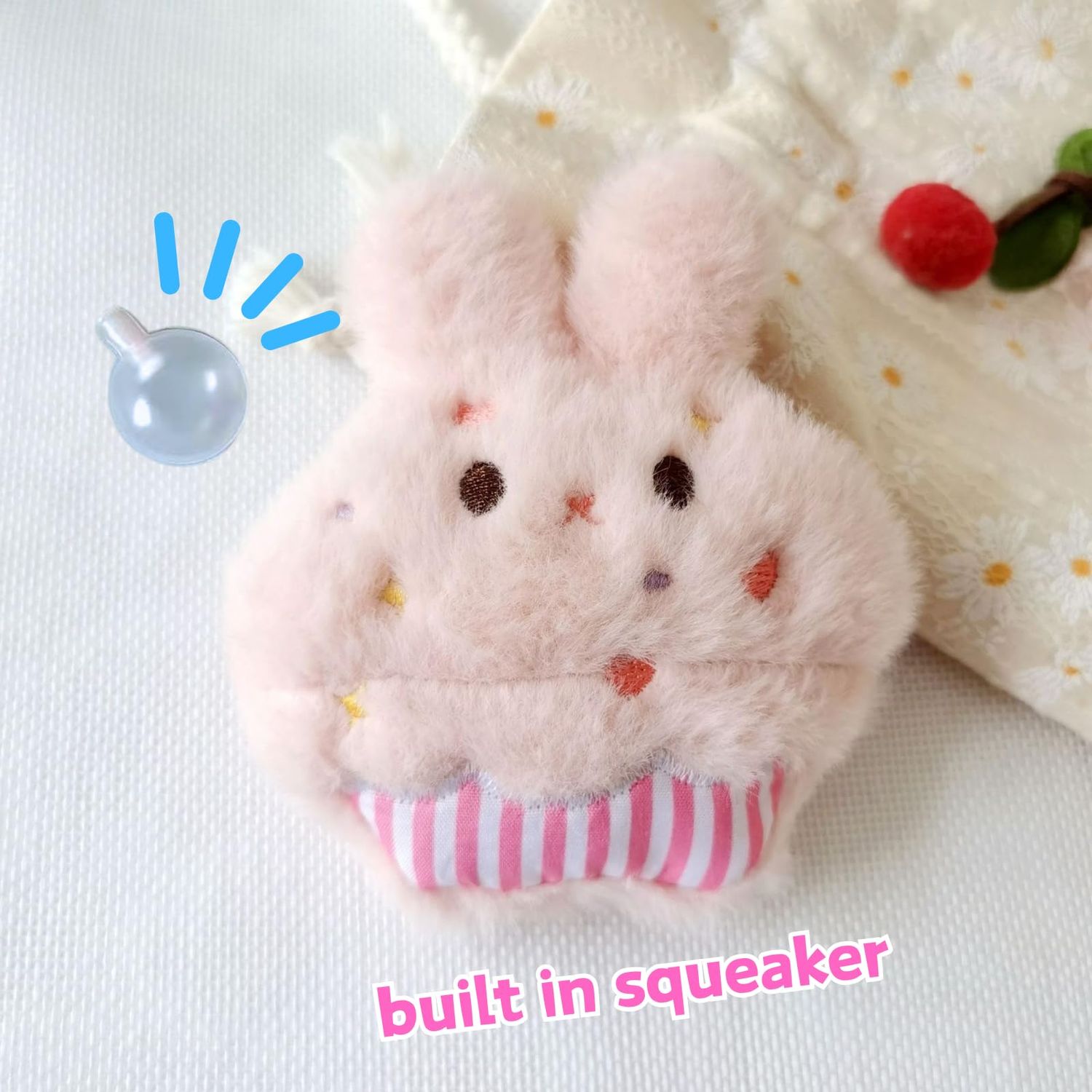 CECE PAW Interactive Dog Toys, 4 Set Cute Bunny Cake Dog Birthday Gifts, Squeaky Plush Dog Snuffle Toys, Puppy, Small, and Medium Dogs