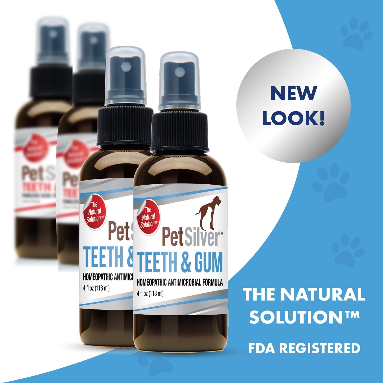 PetSilver Teeth & Gum Spray, Chelated Silver, Natural Dog Breath Freshener, Cat and Dog Dental Cleaning Without Brushing, Targets Tartar and Plaque, Dog Dental Spray, Easy Spray, USA, 2-Pack 4 oz.