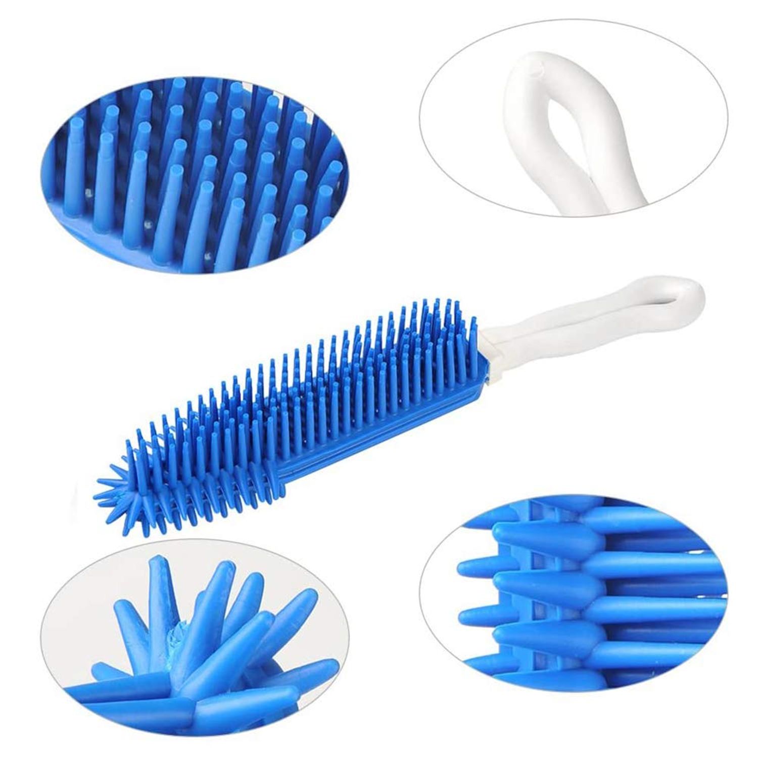 2 Pack Pet Hair Remover Rubber Portable Fluff Cleaner for Carpet Clothes Furniture Sofa Leather Car Seat Also Used as Dog Cat Bath Brush with Massage Effect (Green + Blue)