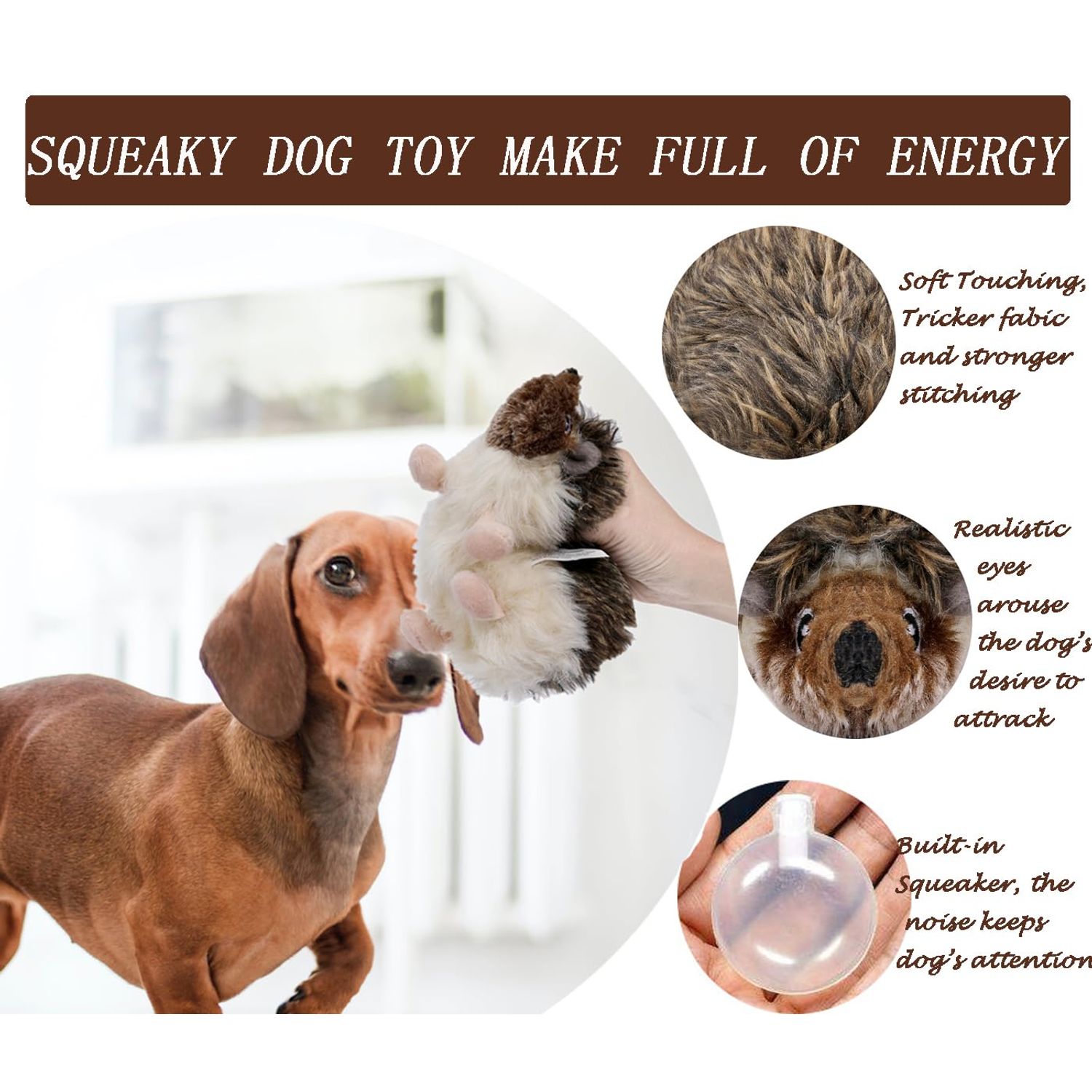 FONBALLOON PARTY Hedgehog Dog Toy, Squeaky Puppy Toys for Small Medium Dogs, Dog