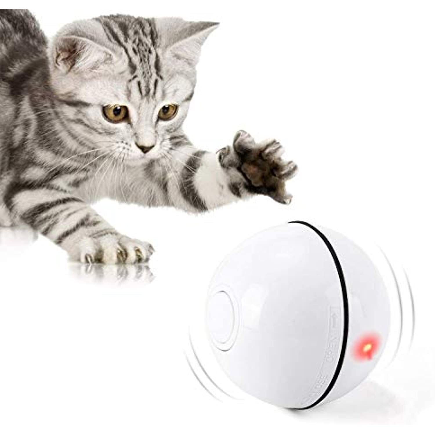 LED Cat Toy Balls Smart Interactive 360 Degree Self Rotating - USB Rechargeable