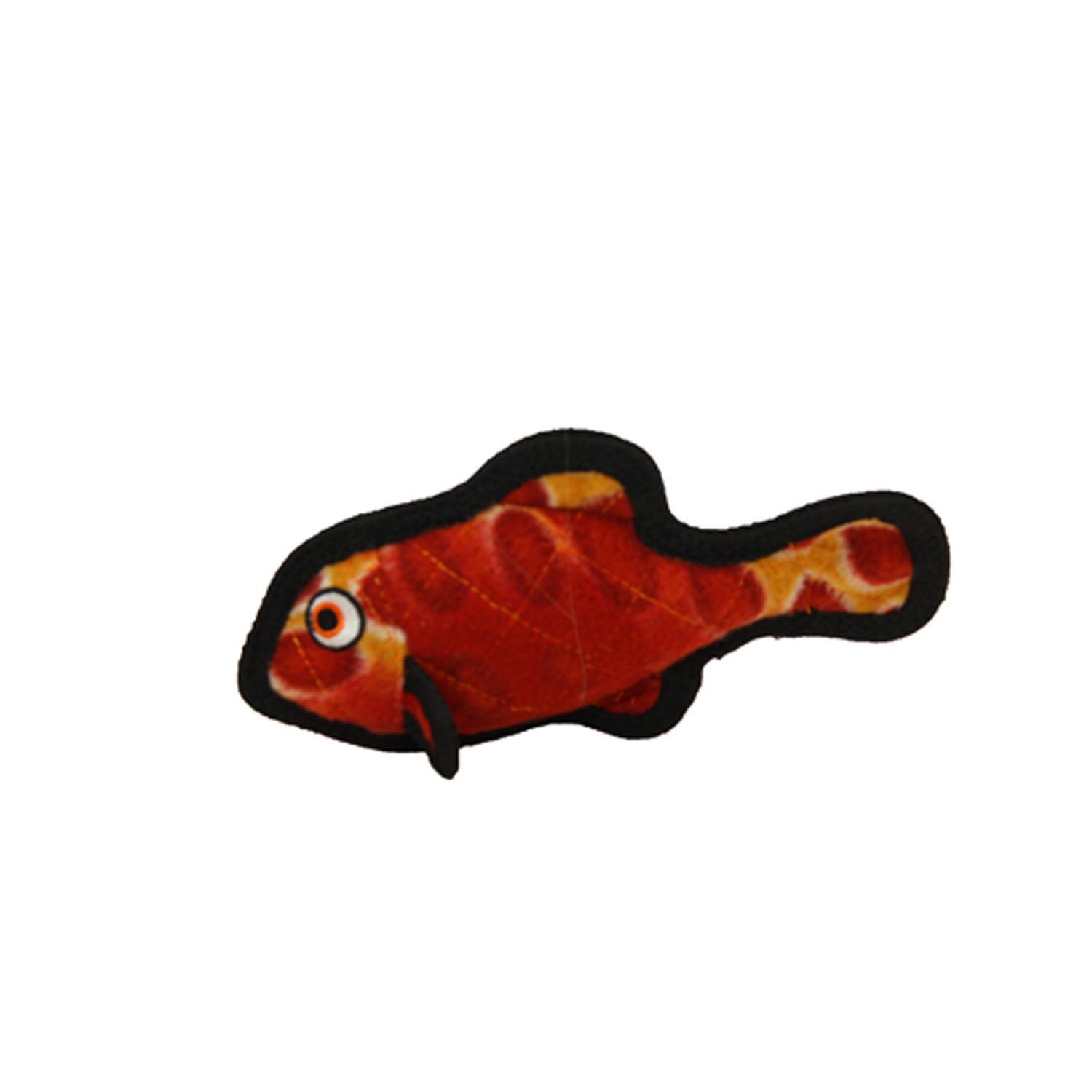 TUFFY - World's Tuffest Soft Dog Toy - Ocean Junior Fish - Red - Squeakers - Multiple Layers. Made Durable, Strong & Tough. Interactive Play (Tug, Toss & Fetch).Machine Washable & Floats