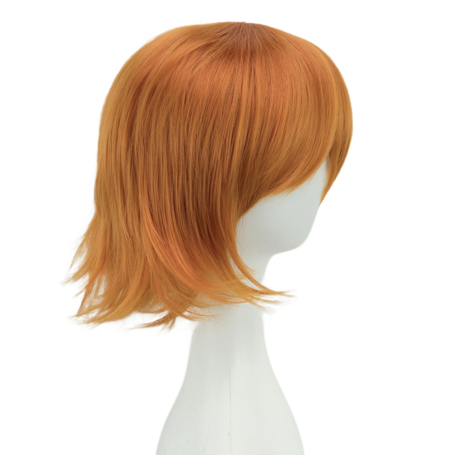 12 Inches Unisex Short Cosplay Hair Party BOB Wig with Bangs Halloween Costume Wigs (Orange)