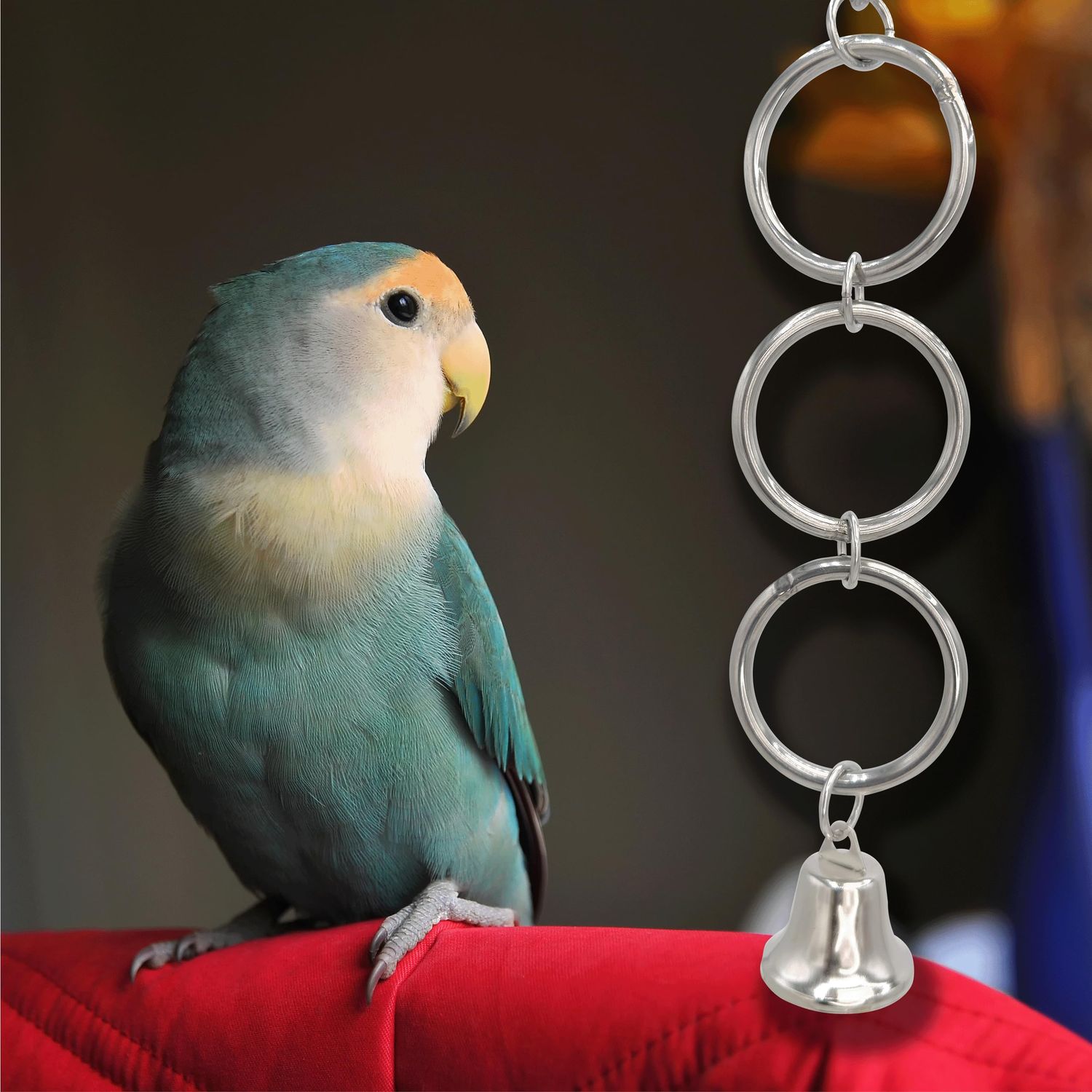 1131 Tough Stainless Steel Triple Ring - Handcrafted Simple Hanging Bird cage Toy, Durable Shiny Stainless Steel Rings, Ringing Metal Bell, Pullable and climbable, Hang Toys and Materials