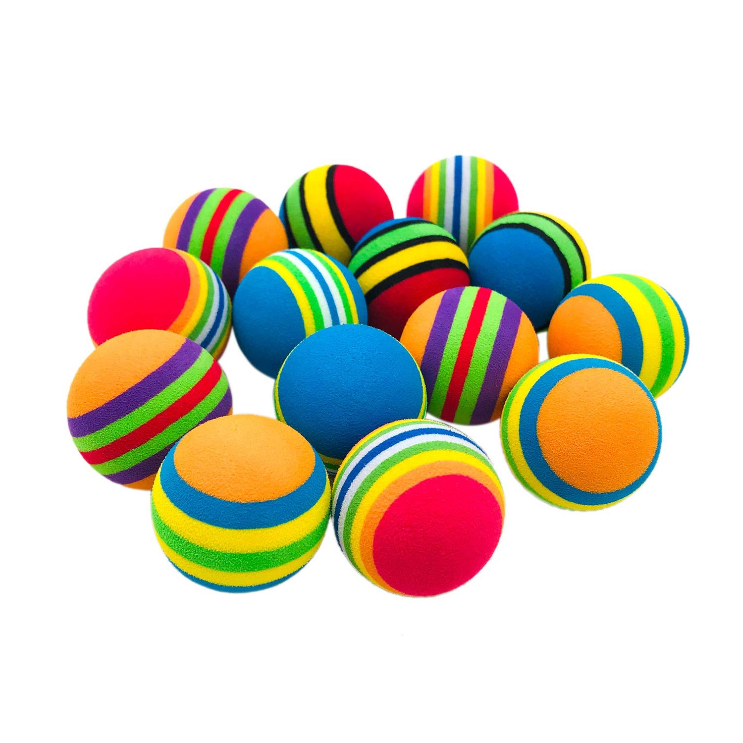 PET SHOW 15pcs 1.4" Interactive Cat Toy Balls for Indoor Cats Colorful Rainbow Soft Foam Kitten Toys Ball for Small Dogs Puppies Quiet Playing Stuff