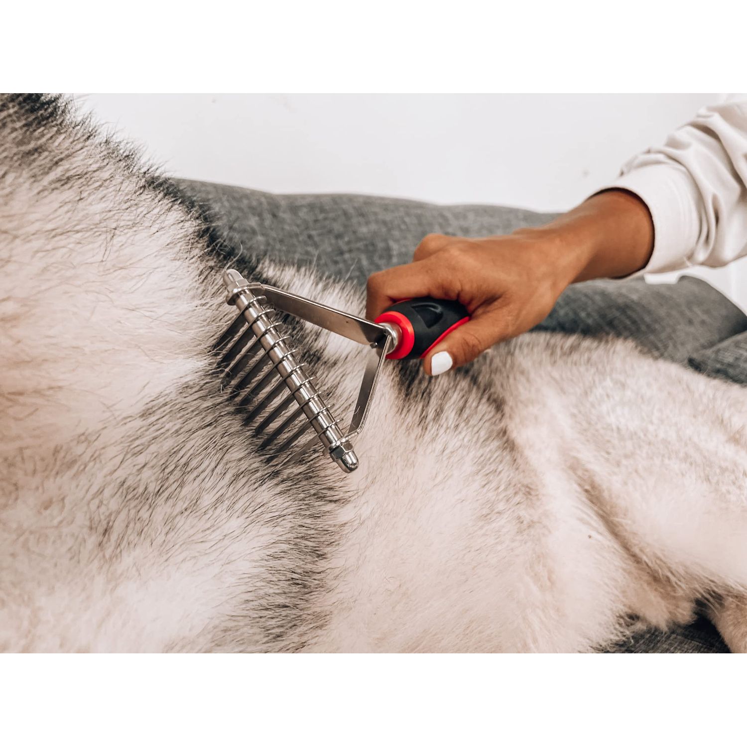 Tuff Pupper Dog Undercoat Rake Tool | Easily & Safely Remove Dead, Matted Or Knotted Hair | Ergonomic Dematting Comb For Thick Coats | Non-Slip Safety Handle Provides Precision Control Against Knots
