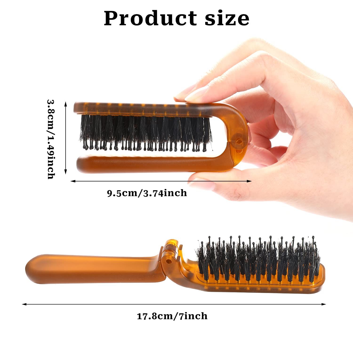 Foldable Hair Brush, Mini Boar Bristle Travel Hair Brush Portable Folding Hair Brush Compact Small Hairbrush for Purse for Women Pocket Comb for Any Hairstyles, Restore Hair Shine,Beard Brush for Men