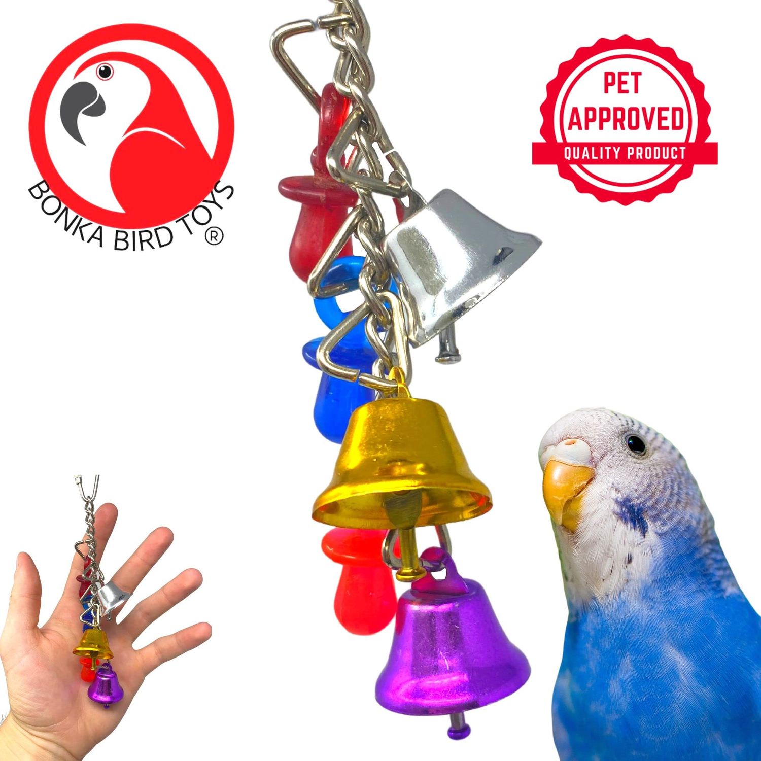 Bonka Bird Toys 1107 Christmas Jingle Bells (6" x 2") Christmas Bird Cage Toy, Parrotlet, Lories, Lovebirds, and Similar