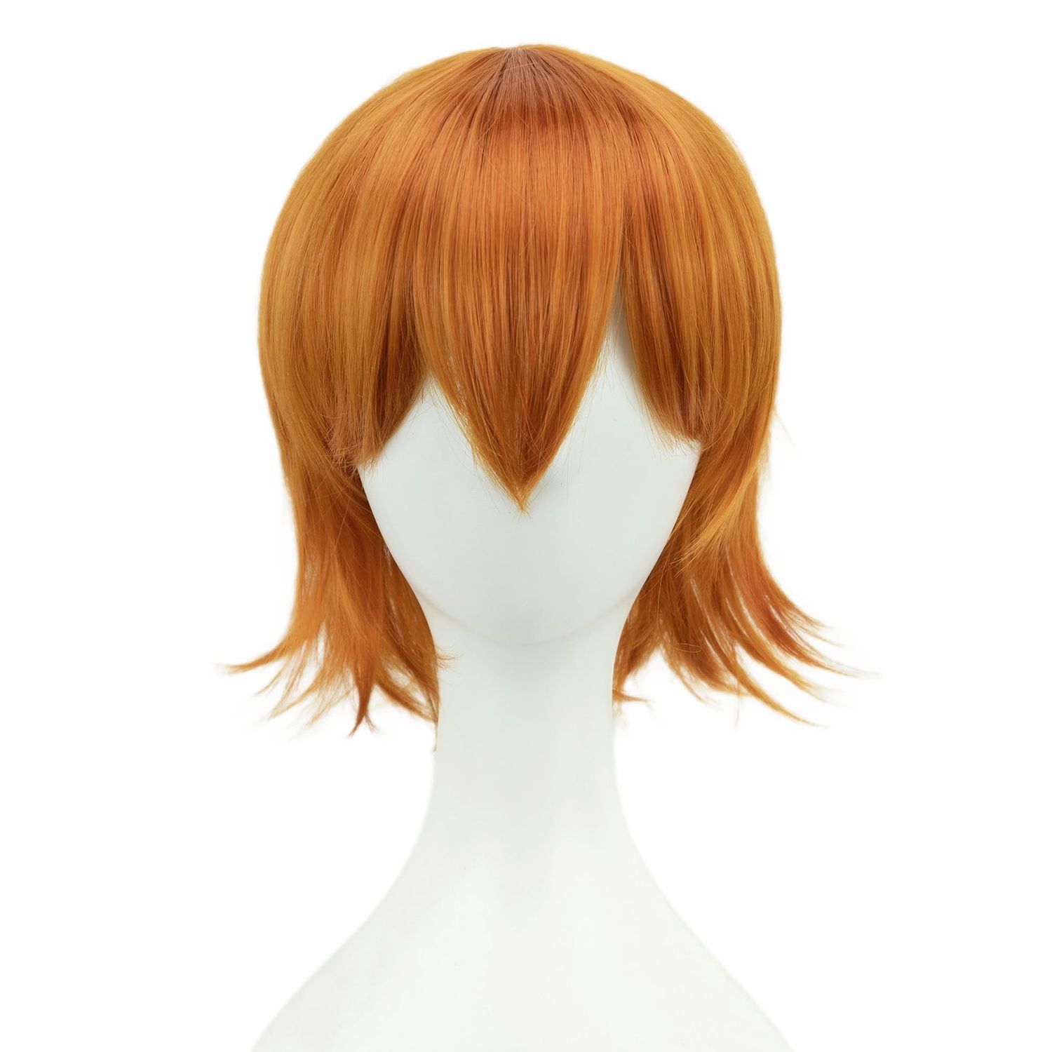 12 Inches Unisex Short Cosplay Hair Party BOB Wig with Bangs Halloween Costume Wigs (Orange)