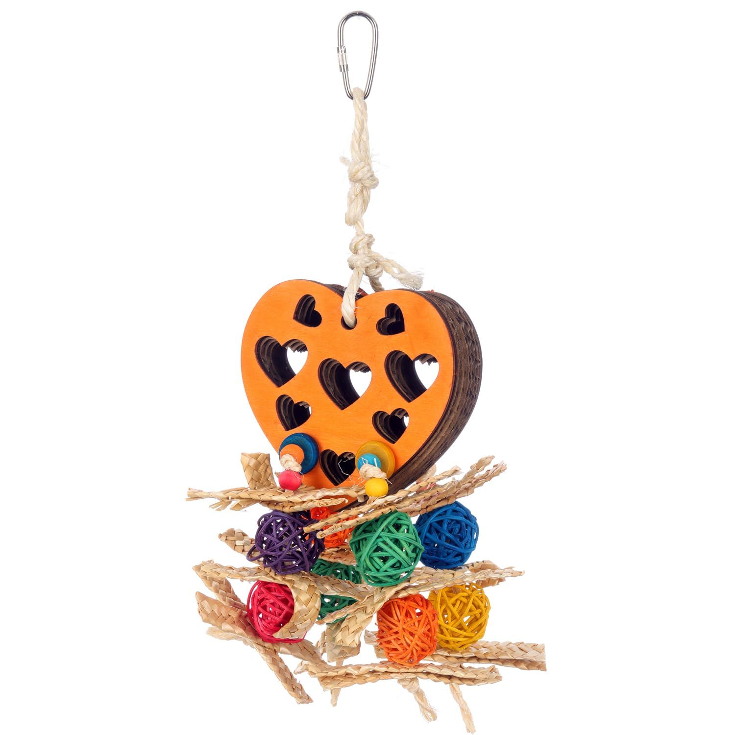Super Bird Creations SB1207 Foraging Heart Bird Toy - Wooden Heart with Crunchy Cardboard Layers - Engaging Treat Holder Toy for Cockatiels, Caiques, Conures, Ringnecks - Ideal for Medium Bird Size