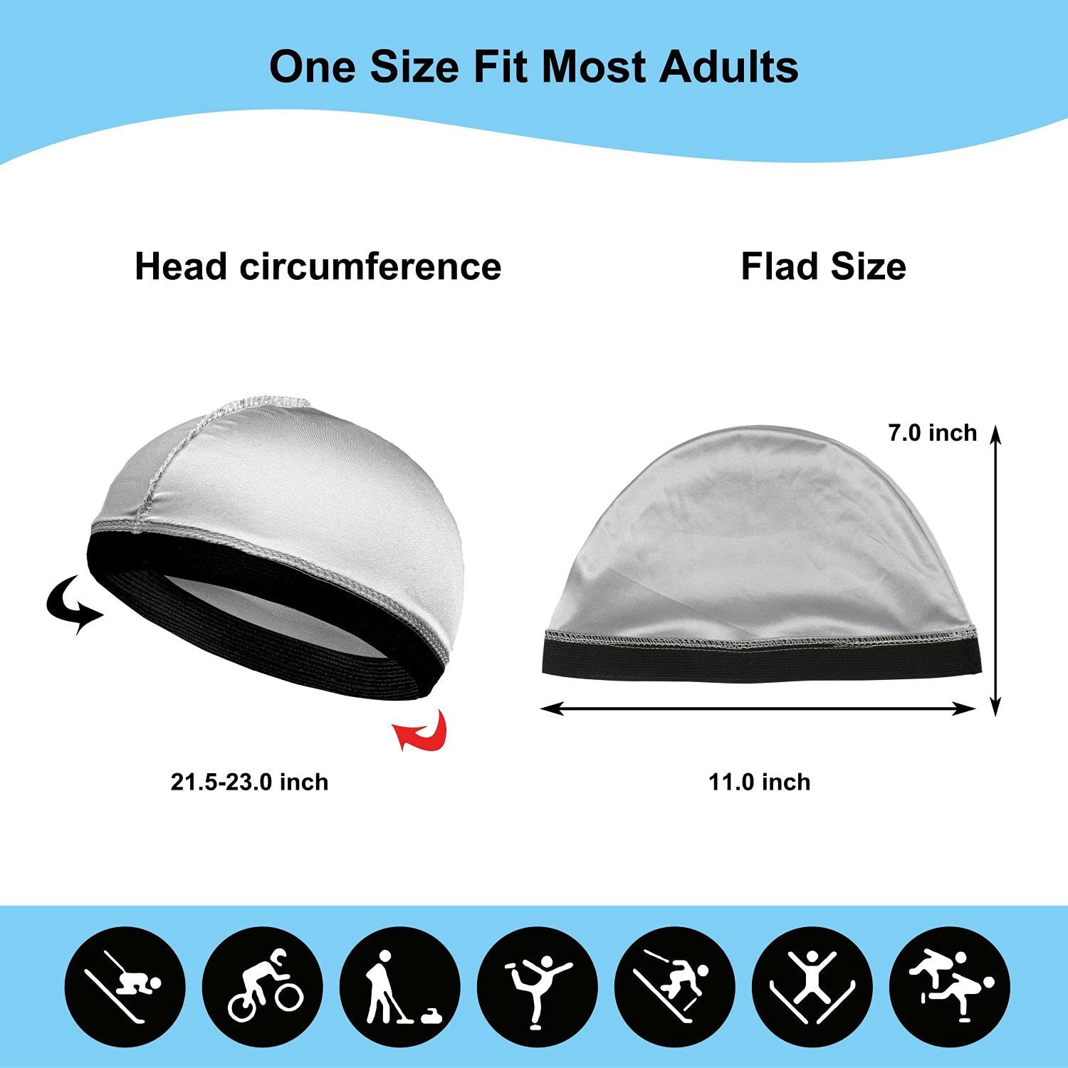 Selalu 4Pcs Wave Cap, Silk Stocking Wave Caps for 360 Waves, Good Compression Over Silky Durag for Men, Large Size Stain Caps Suitable for Adult Wave