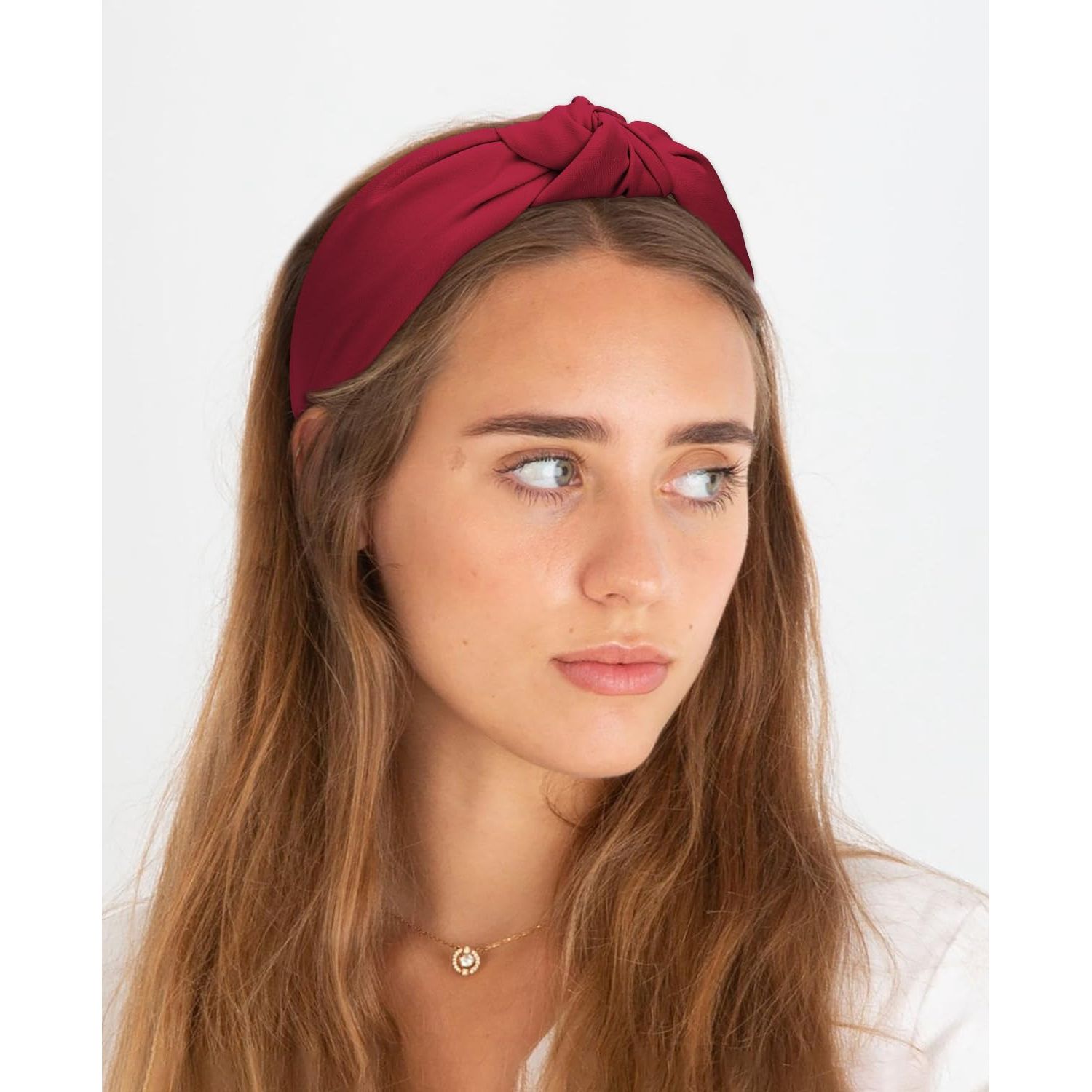 Wecoe 2 Pack Knotted Headbands For Women Red Navy Blue Wide Headbands Hair Bands for Women's Hair Non Slip Fashion Cloth Headbands Hair Accessories For Women Girls Diademas Coreanas Para Mujer Gifts