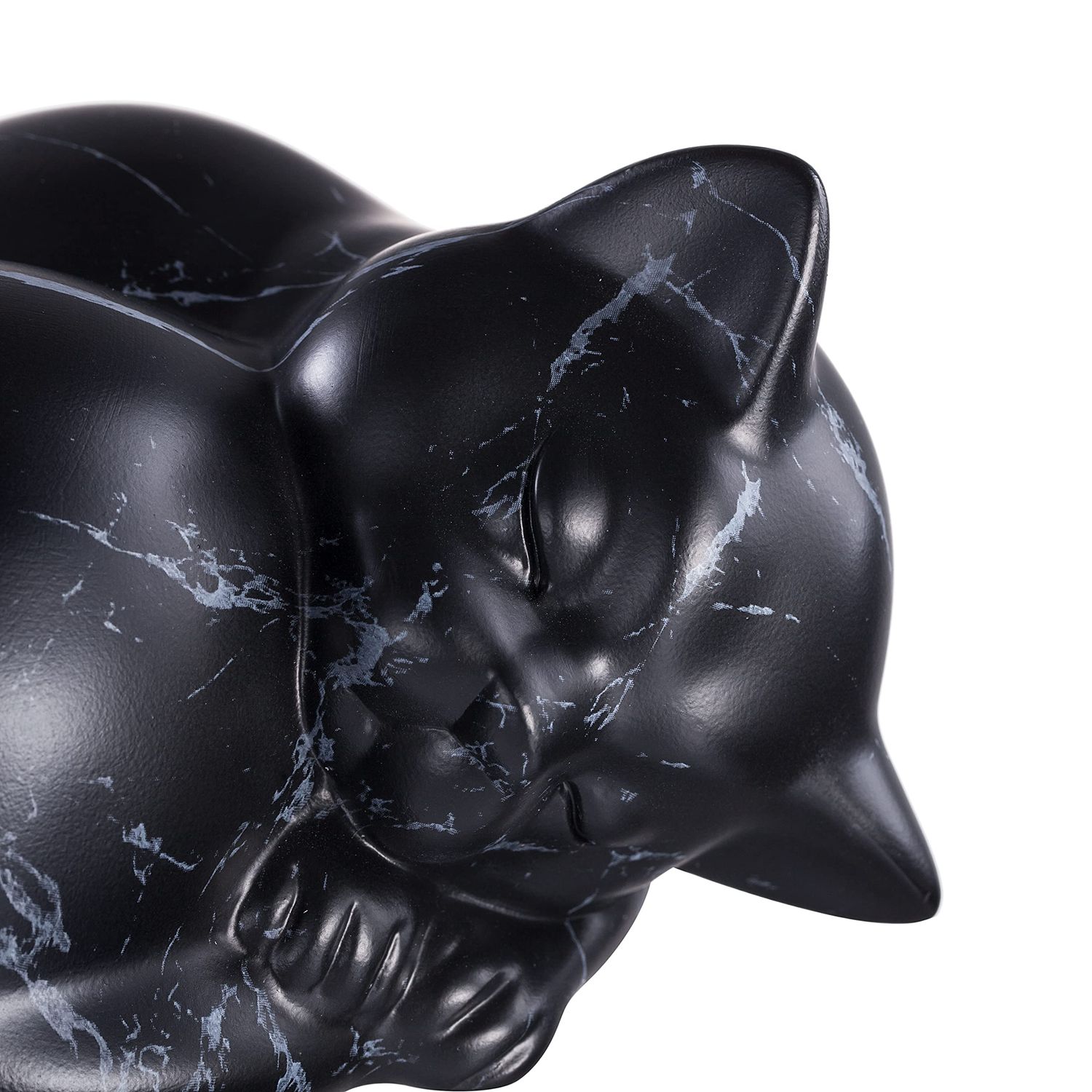 Kriss Art Pet Urns,Sleeping Resin Cremation Cat Urn, Cat Urns for Ashes, Small Animal Urn (Black Marble)