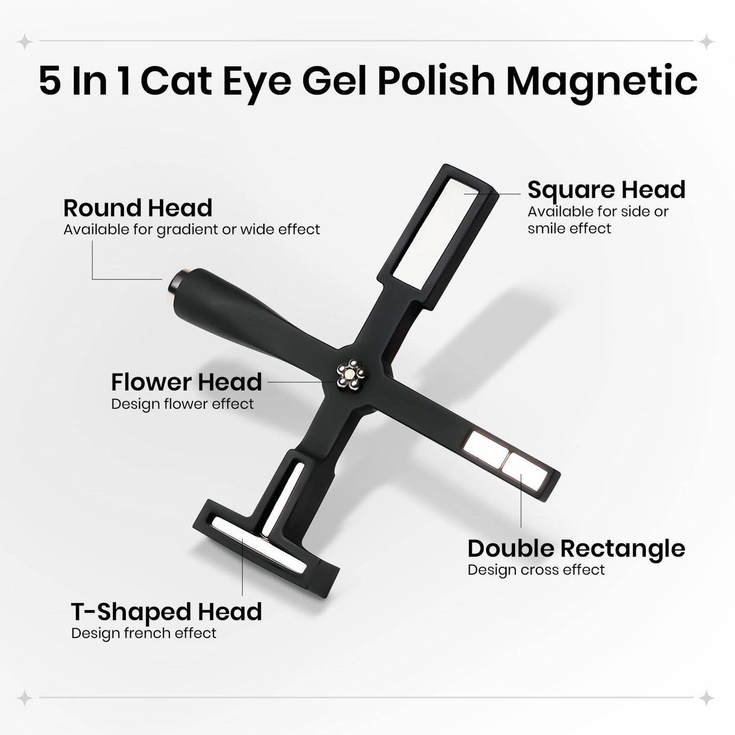 SUPWEE 5 in 1 Nail Magnet Tool for Cat Eye Gel Nail Polish Multi-Function Magnetic Stick for Nails Strong Magnetism for 9D Strip Galaxy Cat Eye Nail Art Design DIY Home Manicure