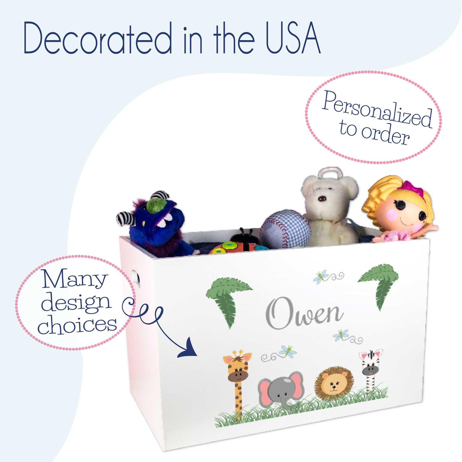 My Bambino Personalized Moon and Back Toy Storage Box and Bin Newborn Gift