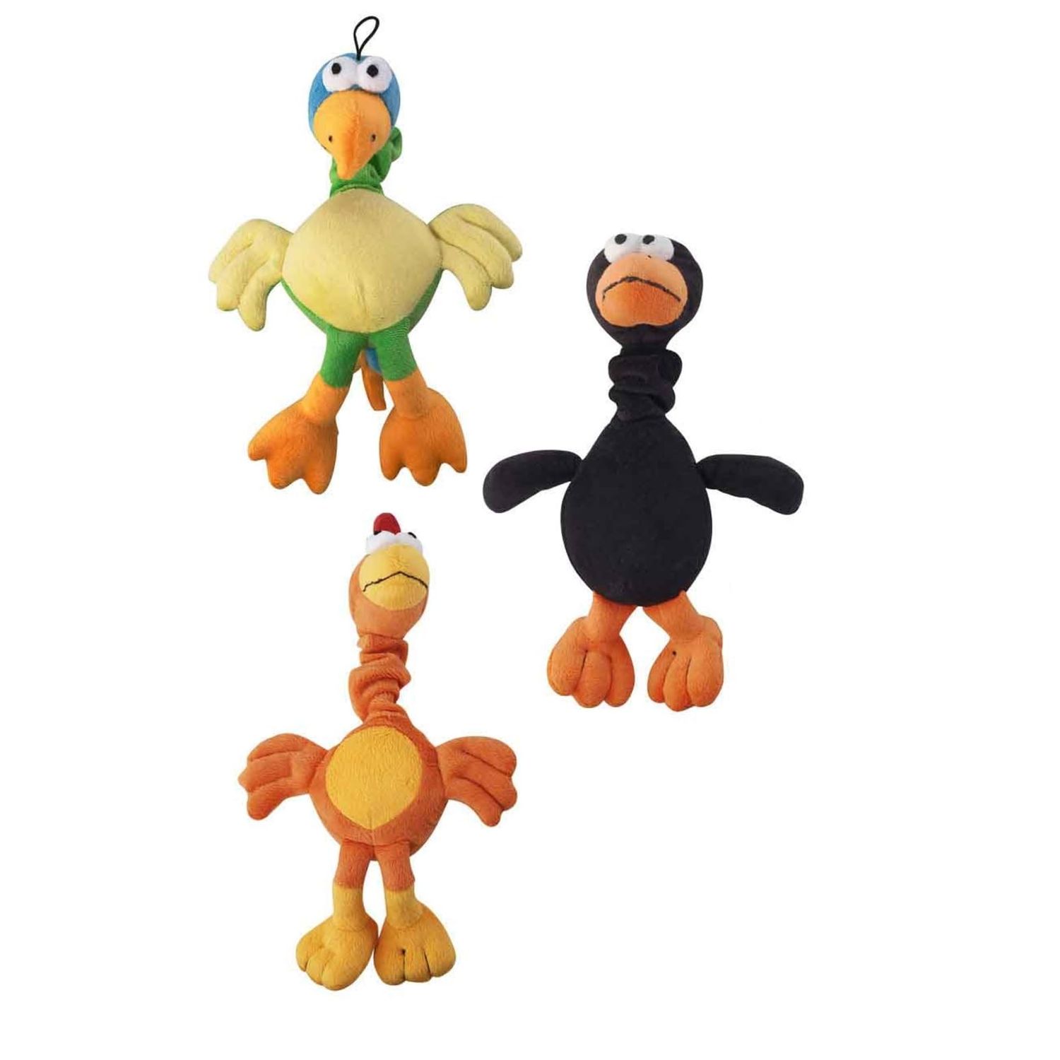 MPP One Dog Toy 14 Inch Chirpies Singing Bird Plush Bungee Neck Tugs Sets Available (Black Crow)