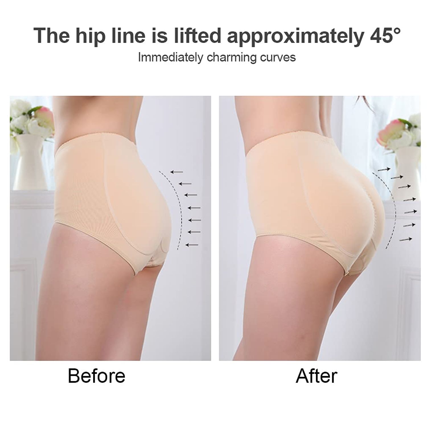AFLIFLI 1-Pair Silicone Butt Pads, Portable Fake Hip Pads, Butt Lifter Enhancer & Padded Inserts Padding for Women Shapewear Control Panties Big Butt Peach