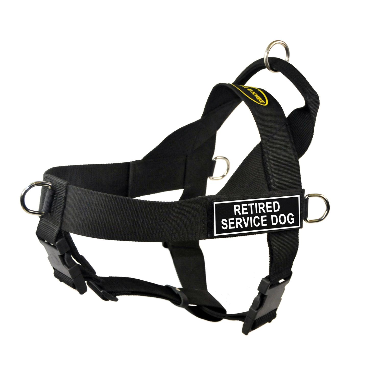 Dean & Tyler Universal No Pull 26-Inch to 32-Inch Dog Harness, Medium, Retired Service Dog, Black
