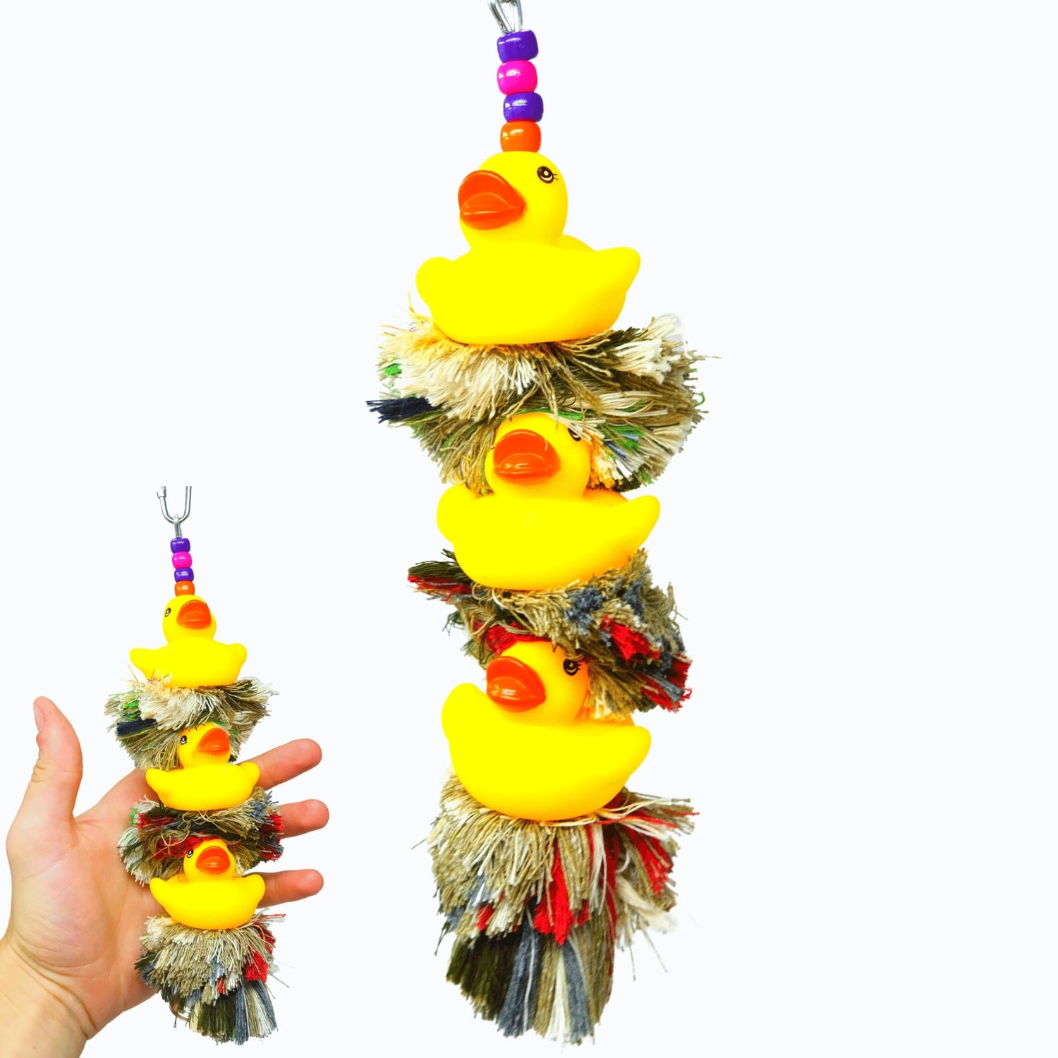 Bonka Bird Toys USA-Made 1124 Triple Ducky Plucker Medium Parrot Preening Cgae Toy, Conure, Quaker, Ringneck, and Similar