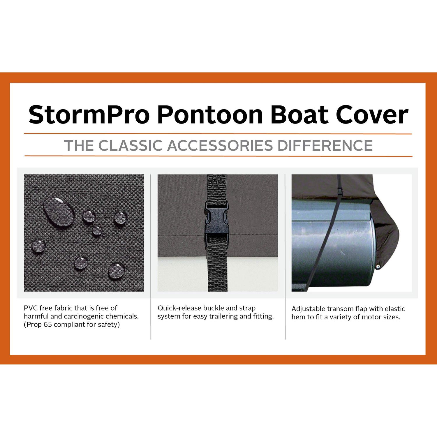 Classic Accessories StormPro Dark Grey Heavy-Duty Pontoon Boat Cover, Fits Pontoon Boats 17 Foot - 20 Foot L x 102 Inch W, Marine Grade Fabric, Water-Resistant, Trailerable