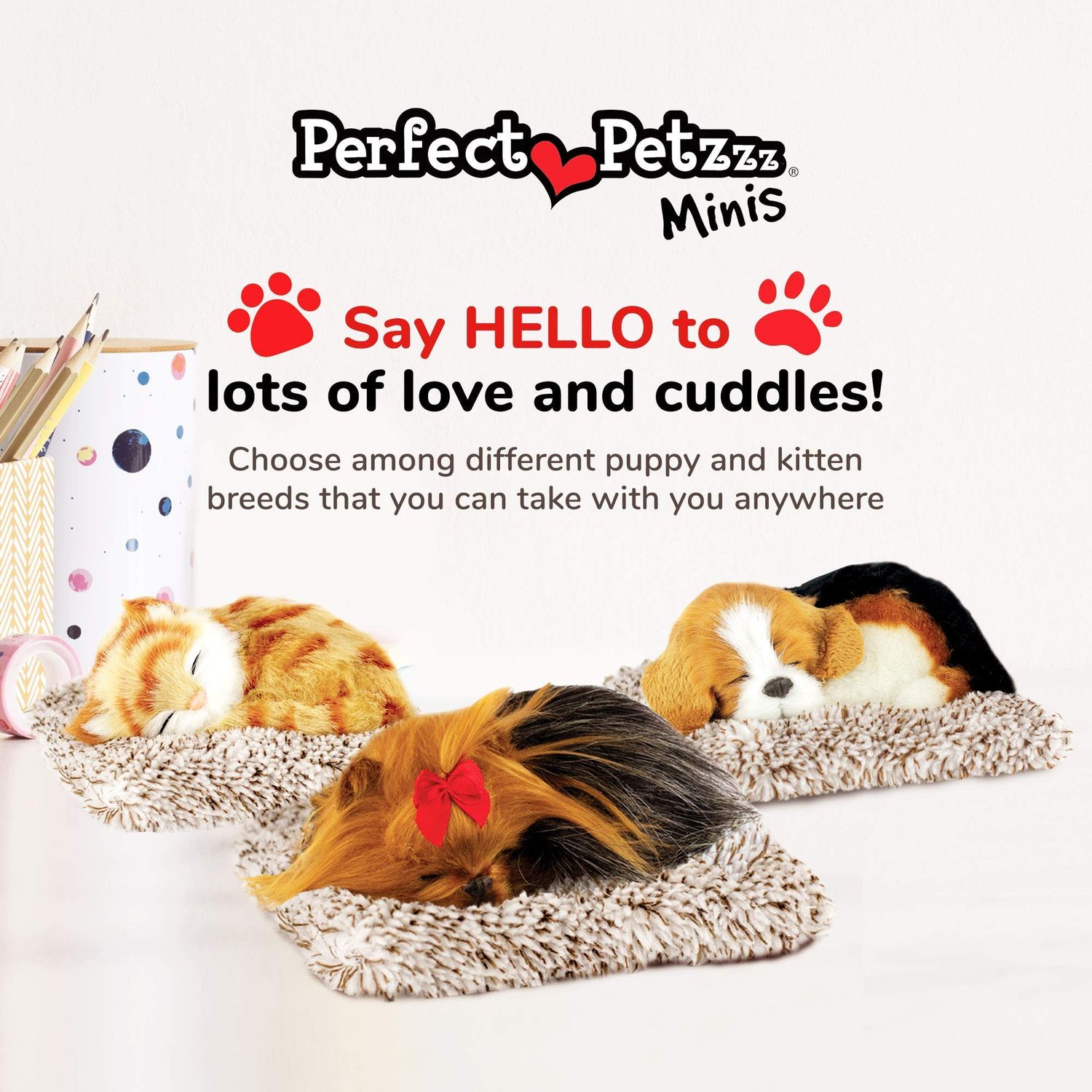 Perfect Petzzz - Mini Yorkie, Stuffed Animals for Girls and Boys, Dog Toys for Kids and Elderly, Battery-Operated Pet Toys with Synthetic Fur
