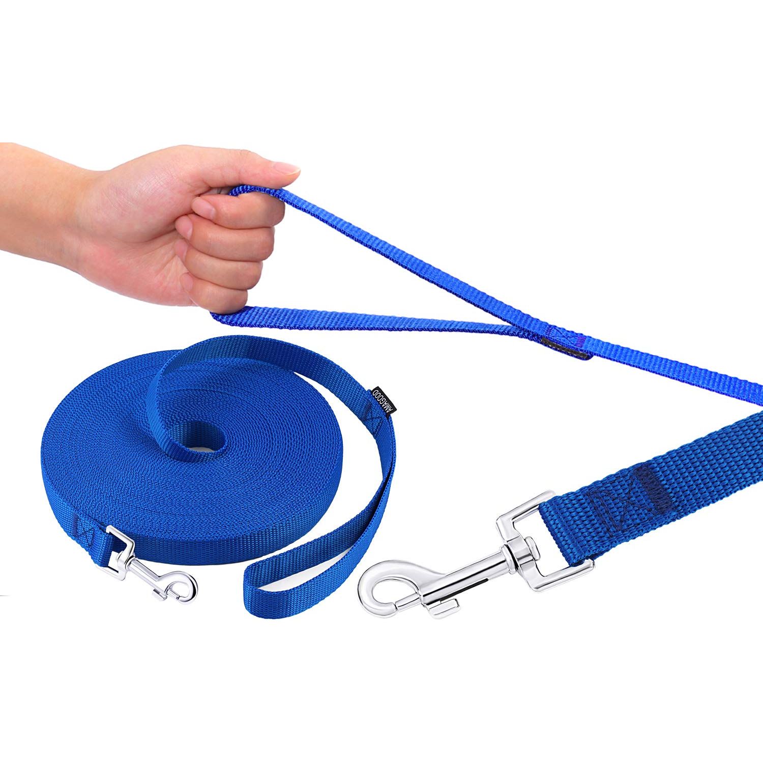 AMAGOOD Dog Leashes for Small Medium Large Dogs Training-15ft 20ft 30feet 50foot Long Dog Leads for Dog Training,Tie Out,Play,Camping(15feet, Blue)