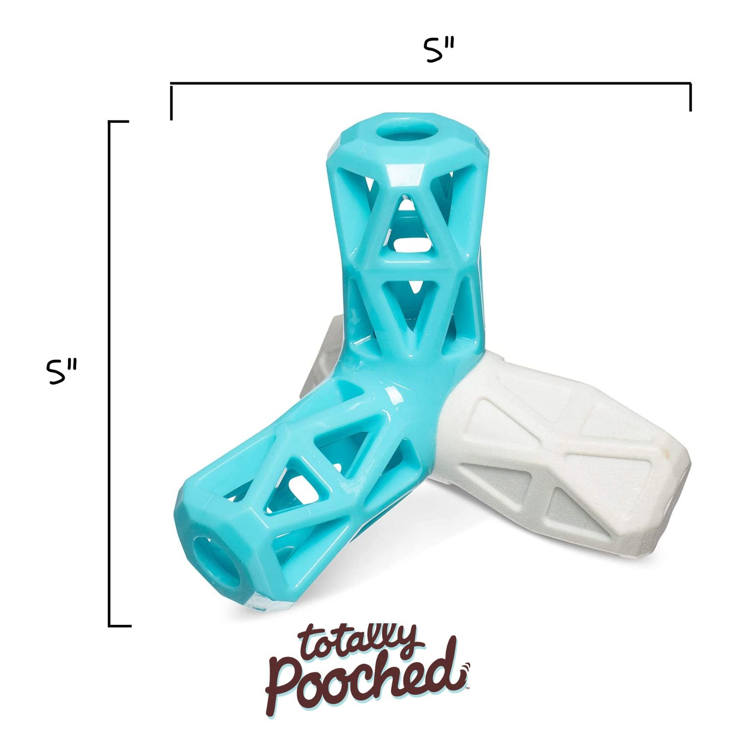 Messy Mutts Totally Pooched Squeak n' Stuff Pyramid | 5” Durable TPR Dog Toy with Squeaker | Made for Tough Chewers | Interactive Treat Puzzle for Dogs | Grey/Teal