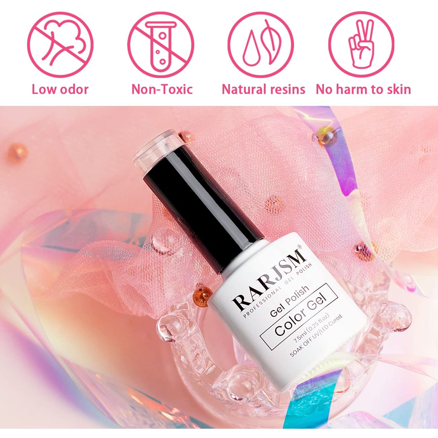 RARJSM Cat Eye Gel Nail Polish, Galaxy Chameleon Magnetic Gel Polish Hot Pink Holographic Glitter Gel Soak Off UV LED DIY Manicure Art for Salon Designs and Home DIY 7.5ML/0.26fl oz