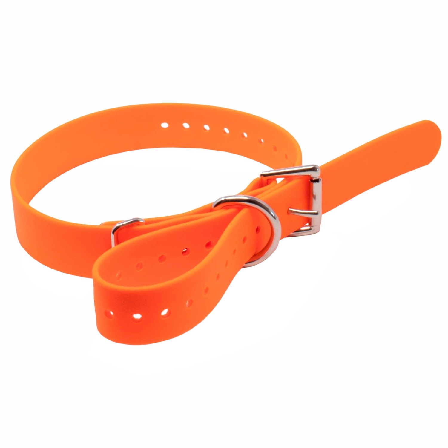 Educator Biothane Dog Collar, Waterproof, Odorproof, Metal Buckle and D Ring, Adjustable for Custom Fit, Cool and Comfortable, for Small, Medium, or Large Dogs, 1-Inch, Orange