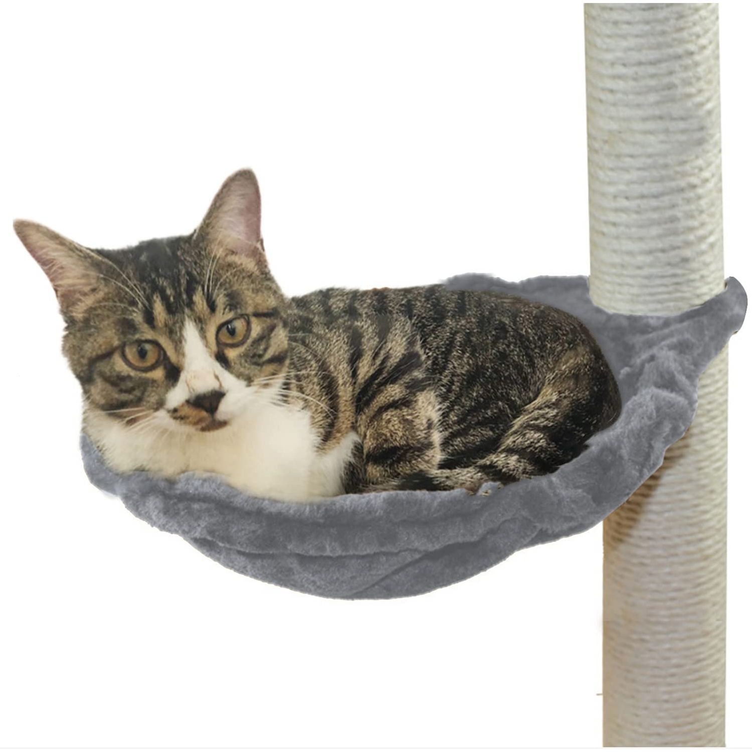 SHENGOCASE 14.6" Large Grey Nest Basket Lounger Hammock Bed for Cat Tree Tower Replacement, 5-Pack Hanging Toys, Cat Tree Accessories Hammock Attachment (Grey)