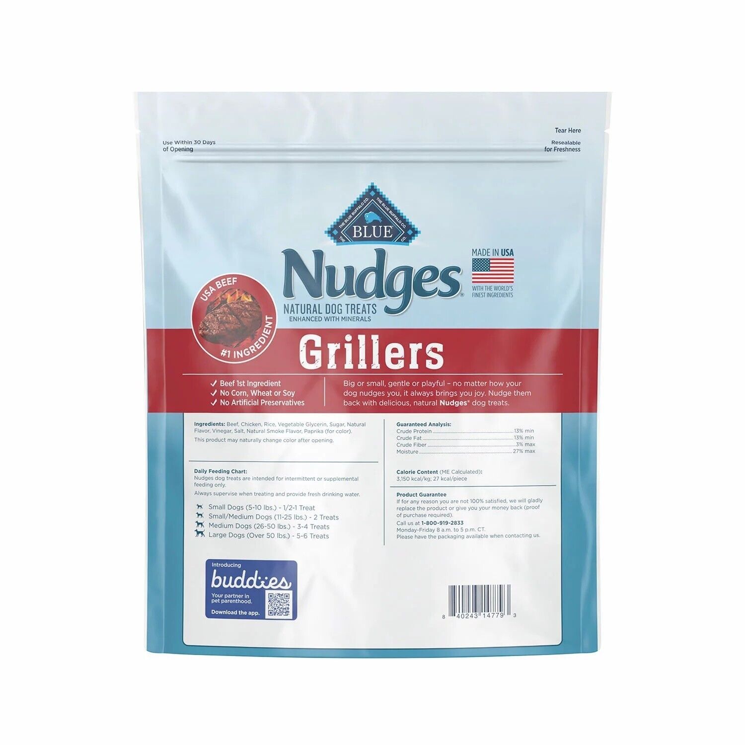 3 PACK - Nudges Wholesome Dog Treats, Steak Grillers 3 lbs (Total 9 lbs)
