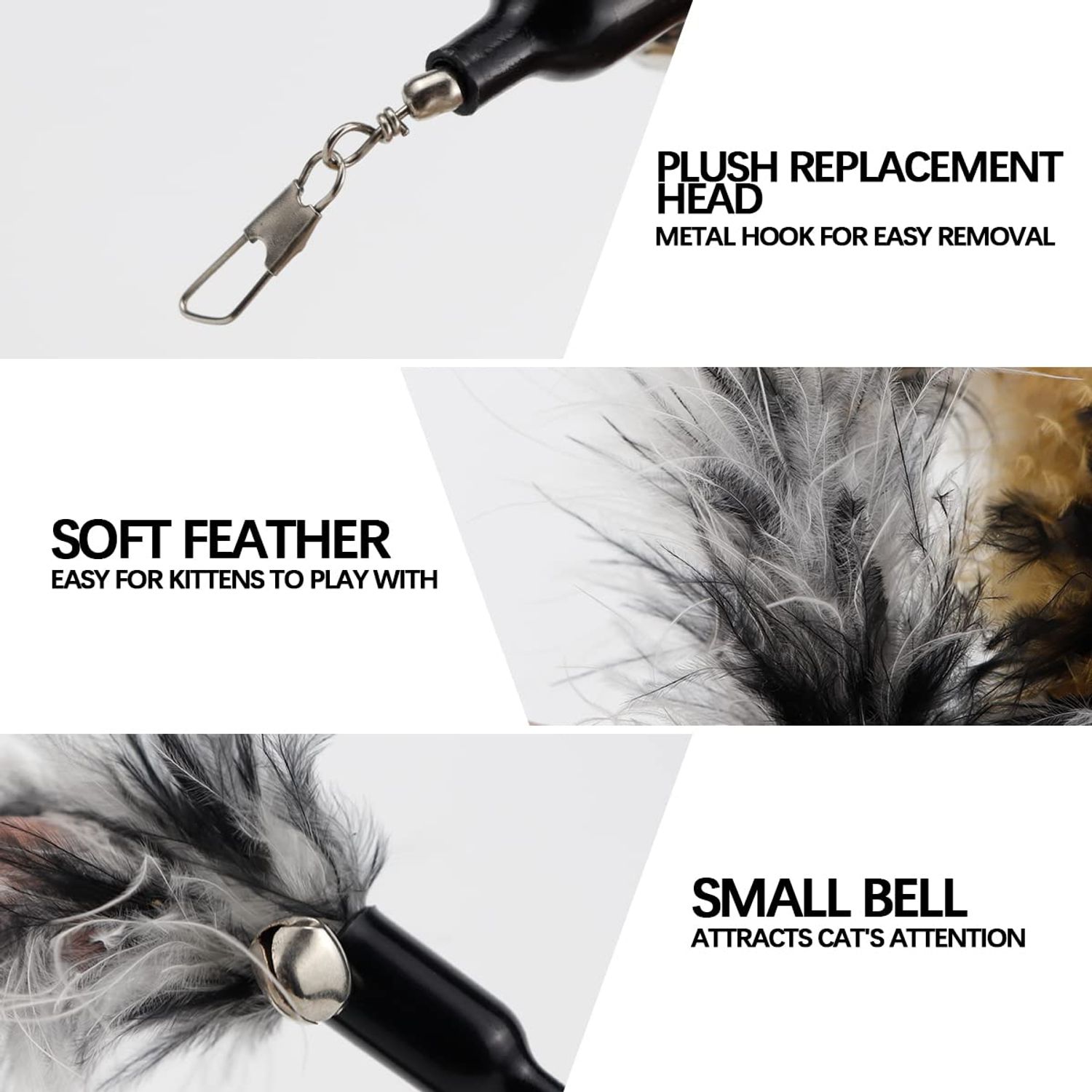 YOLUFER 6 PCS Replacement Plumes Interactive Cat Toy Refills Cat Toy Wand Replacement Teaser Refills for Cat Kitty Toys